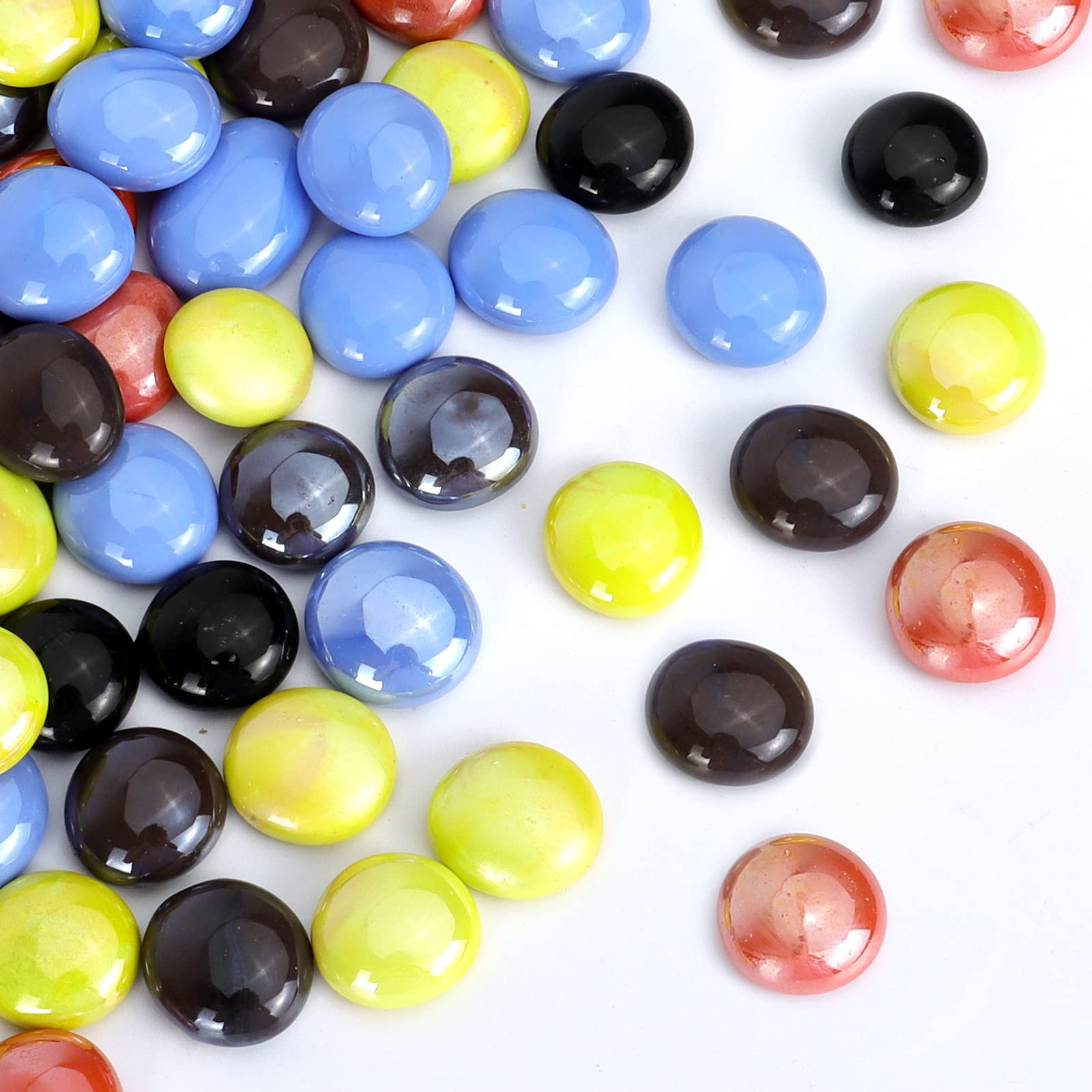 5 LB Sea Glass Pebbles - Flat Marble Beads for Vases, Centerpieces, Fish Tanks & Aquariums | Decorative Glass Gems for Home Decor, Wedding Parties & DIY Crafts (Mixed Colors)