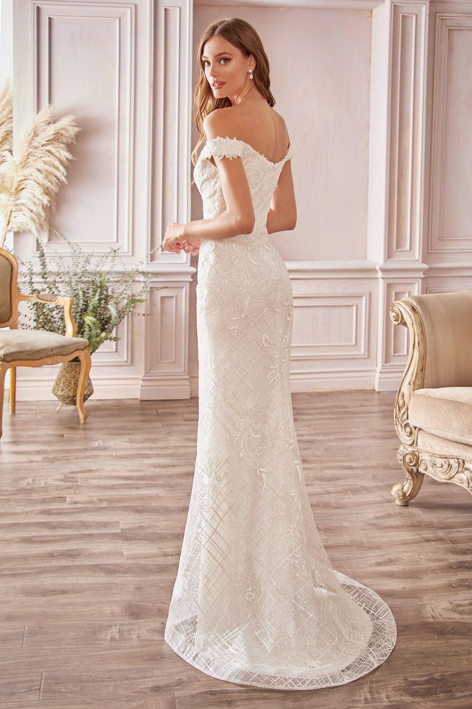 Cinderella Divine CD929 Off Shoulder Mermaid Wedding Dress - Elegant Lace Bridal Gown for Beach, Church & Formal Weddings