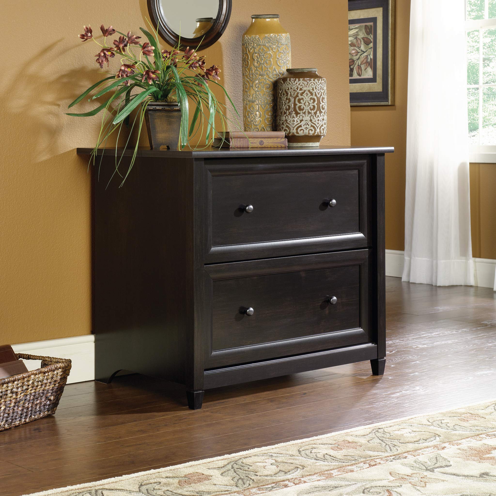 Sauder Edge Water 2-Drawer Lateral File Cabinet - Black Office Filing Cabinet with Lock for Home & Business Organization | Perfect for Documents, Folders & Office Supplies Storage