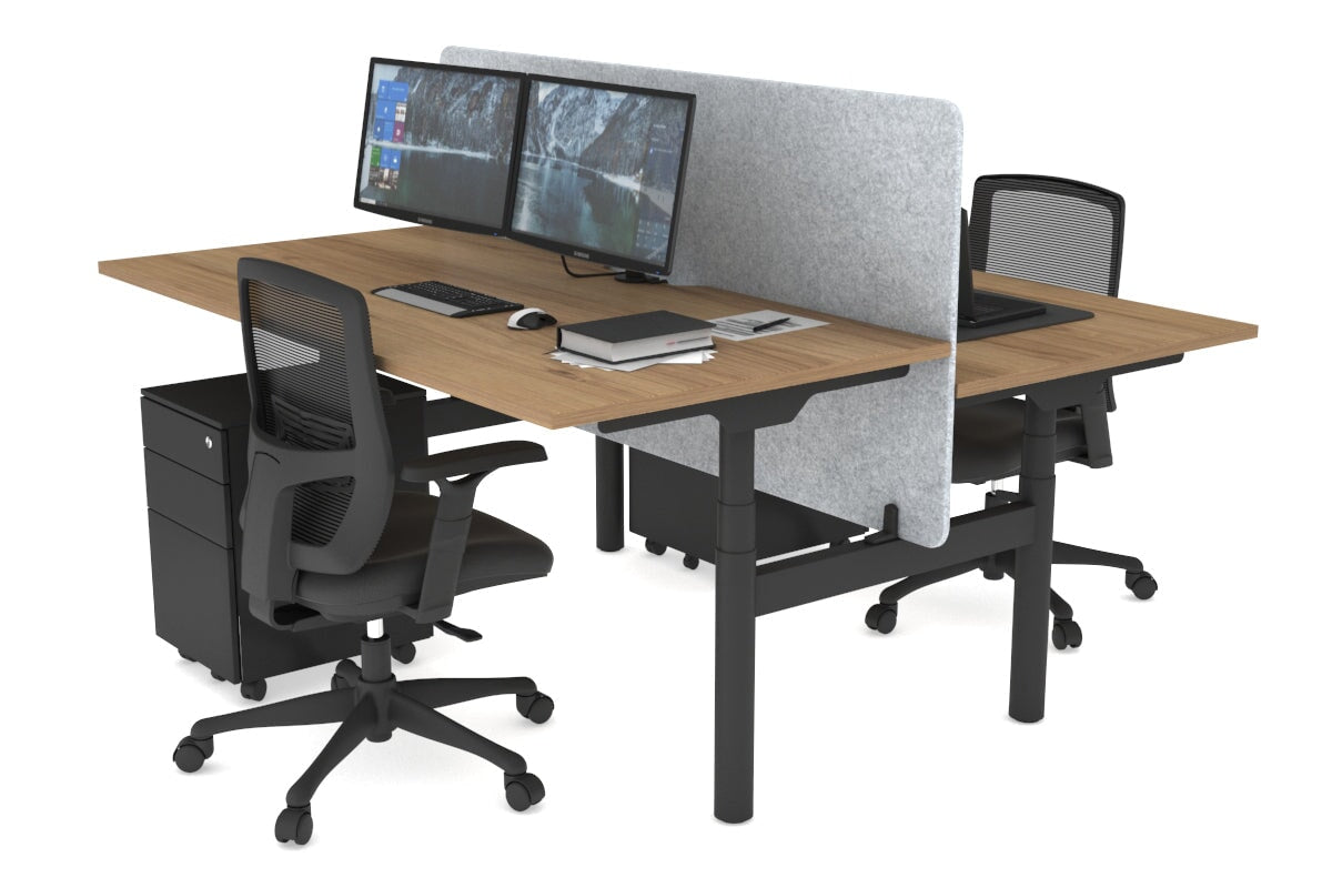 Flexi Premium Height Adjustable 2-Person H Bench Workstation - Black Frame [1400L x 800W with Cable Management] - Ideal for Office, Home Workspace & Collaborative Environments
