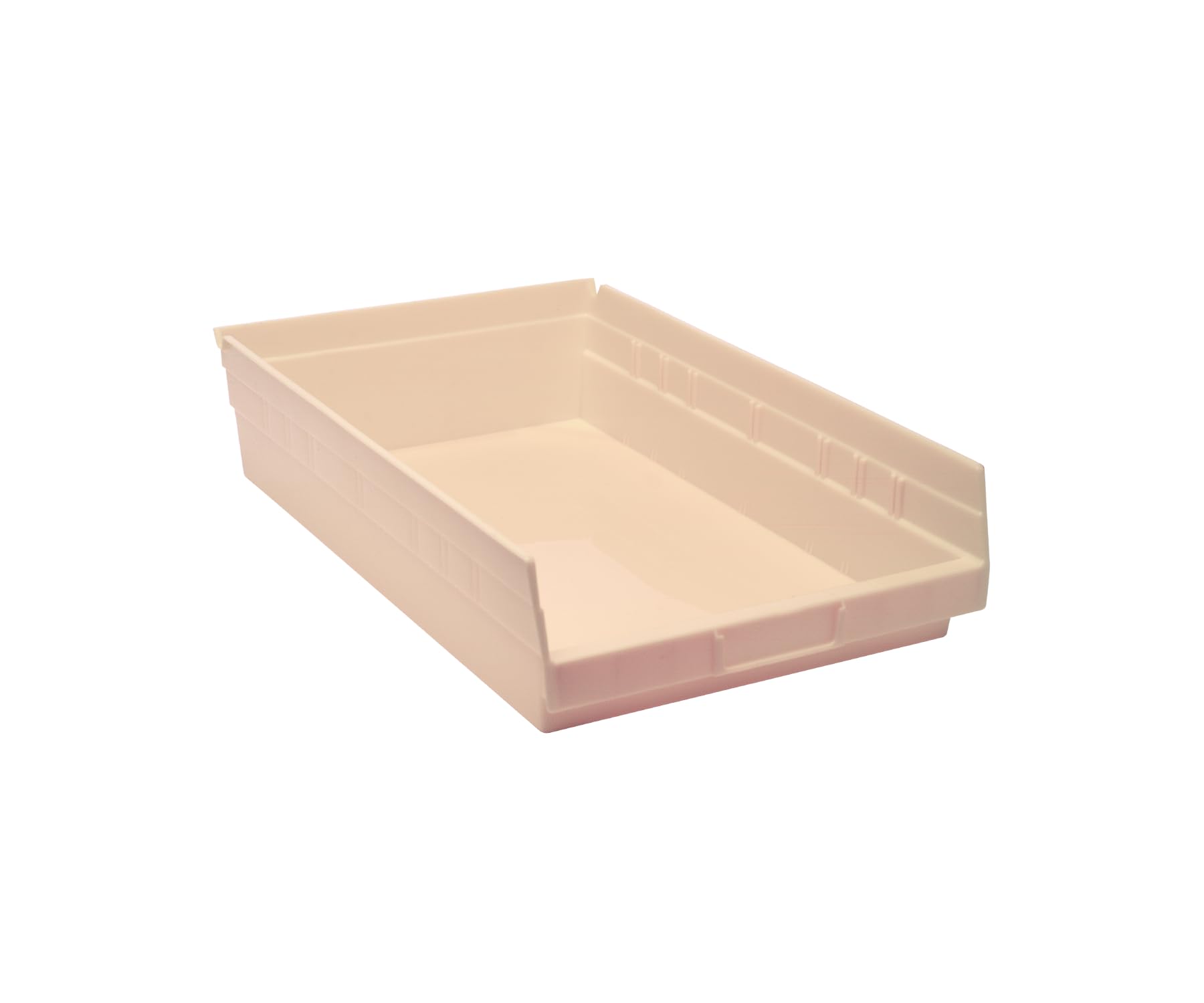 Quantum Storage Systems QSB110IV 8-Pack 4 Inch Hanging Plastic Shelf Bins - 17.875 x 11.125 x 4 Inches Ivory Storage Containers for Home, Office & Garage Organization