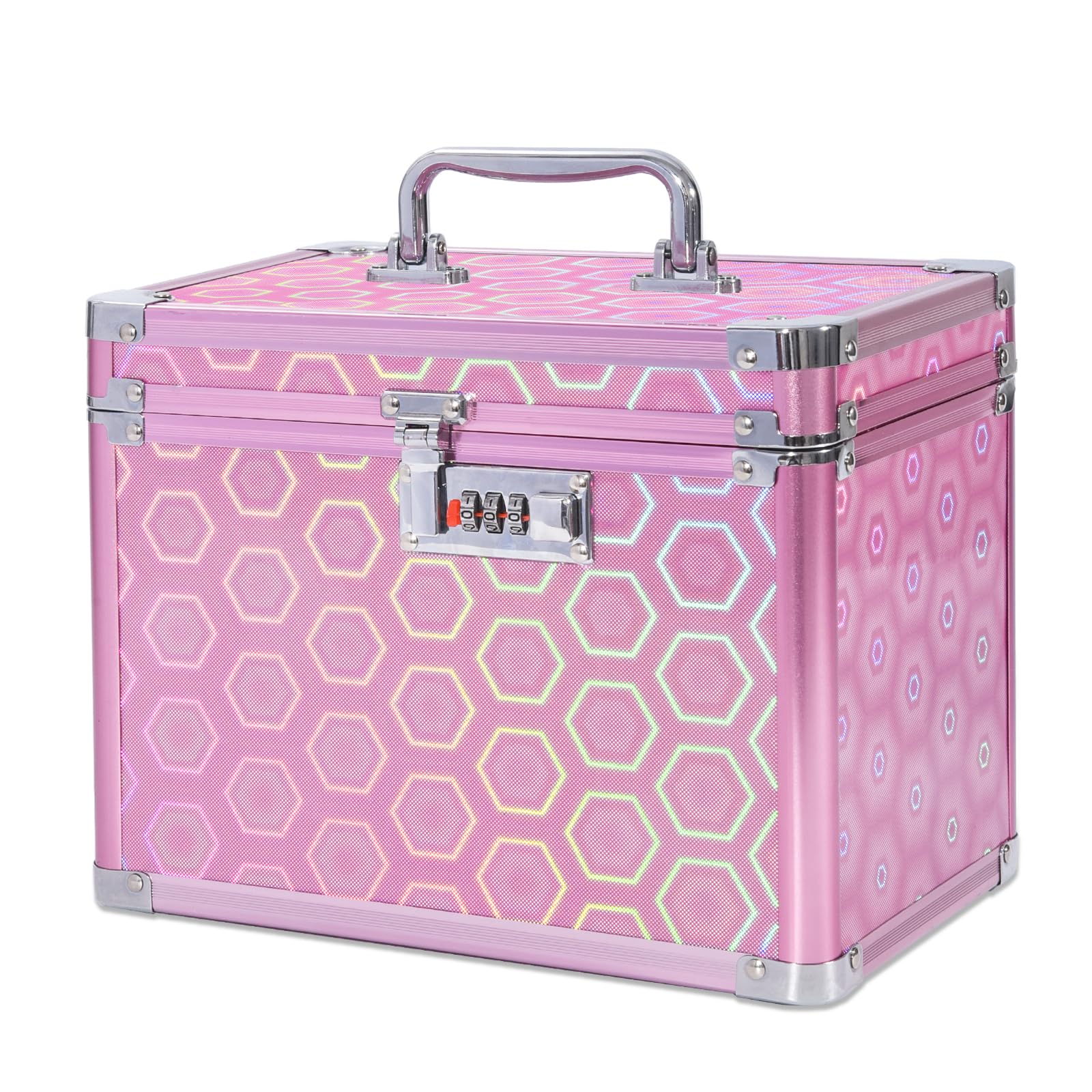 Secure Lock Box with Carbon Back - Combination Lock Storage Box for Medicine, Jewelry, Office & Cosmetics (7.25