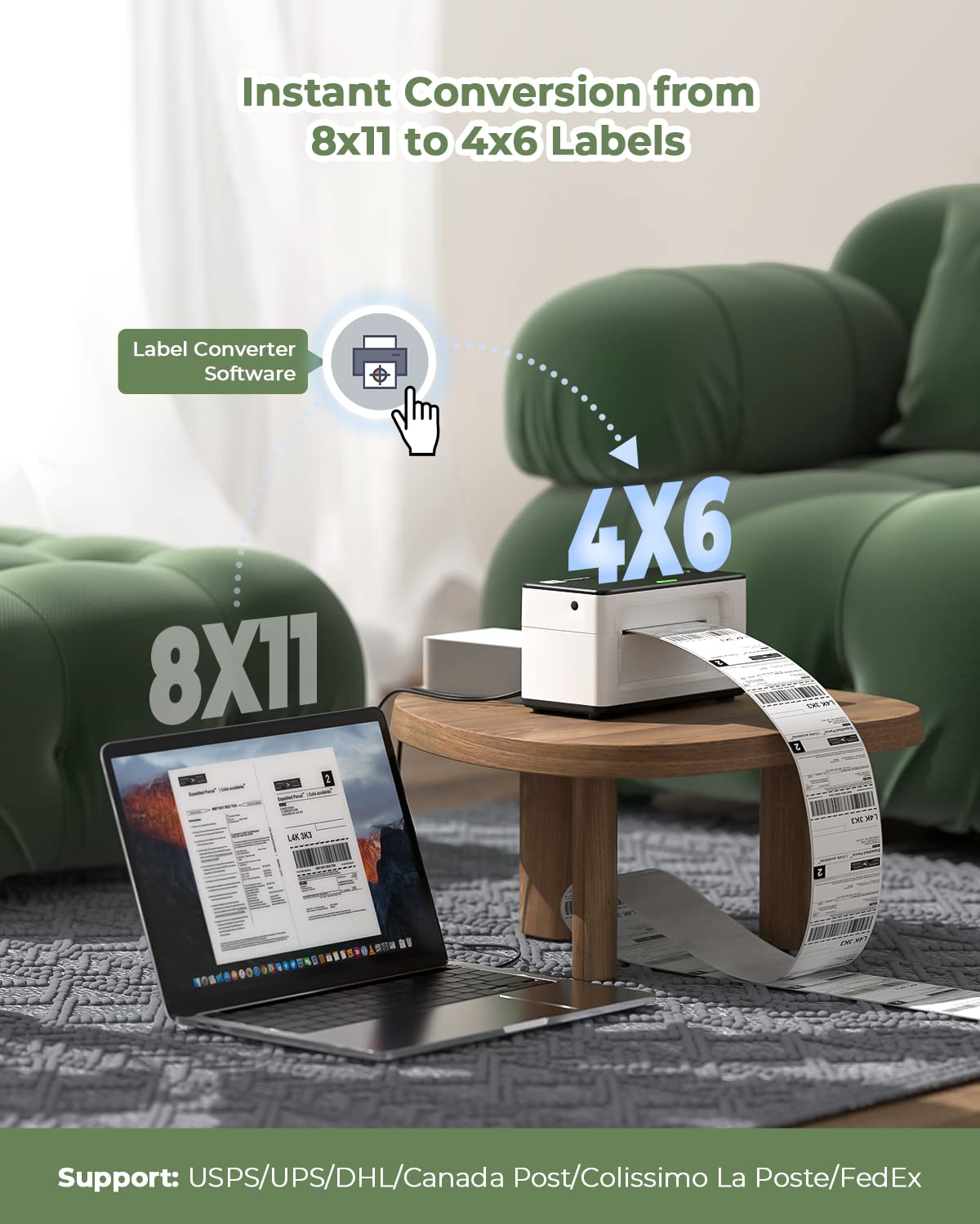 Munbyn 300 DPI Thermal Label Printer - 4x6 USB Barcode Shipping Label Maker for USPS, UPS, Shopify & eBay | Self-Adhesive Stickers for Small Business & Parcel Shipping | Easy One-Click Setup for Windows & Mac | Perfect for E-commerce, Warehouse & Home Office Use