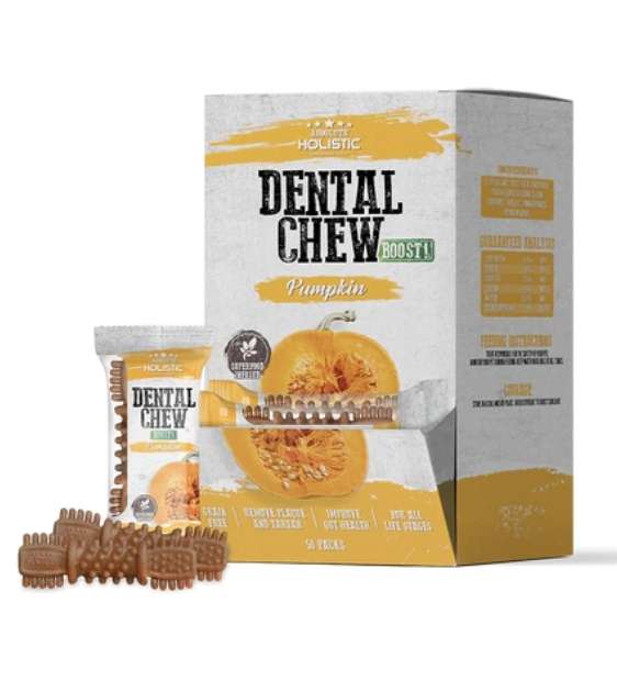 Absolute Holistic Dental Dog Chews - Pumpkin Flavor | Natural Teeth Cleaning Treats for Dogs | Supports Oral Health & Fresh Breath - Perfect for Daily Dental Care & Training Rewards