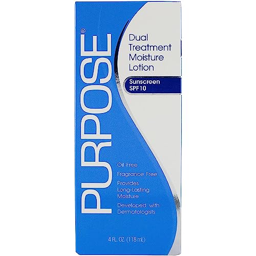 PURPOSE Dual Treatment Moisturizing Lotion with SPF 10 | 4 oz Bottle (6-Pack) | Daily Face & Body Hydration for Dry Skin | Perfect for Sun Protection & Skincare Routine