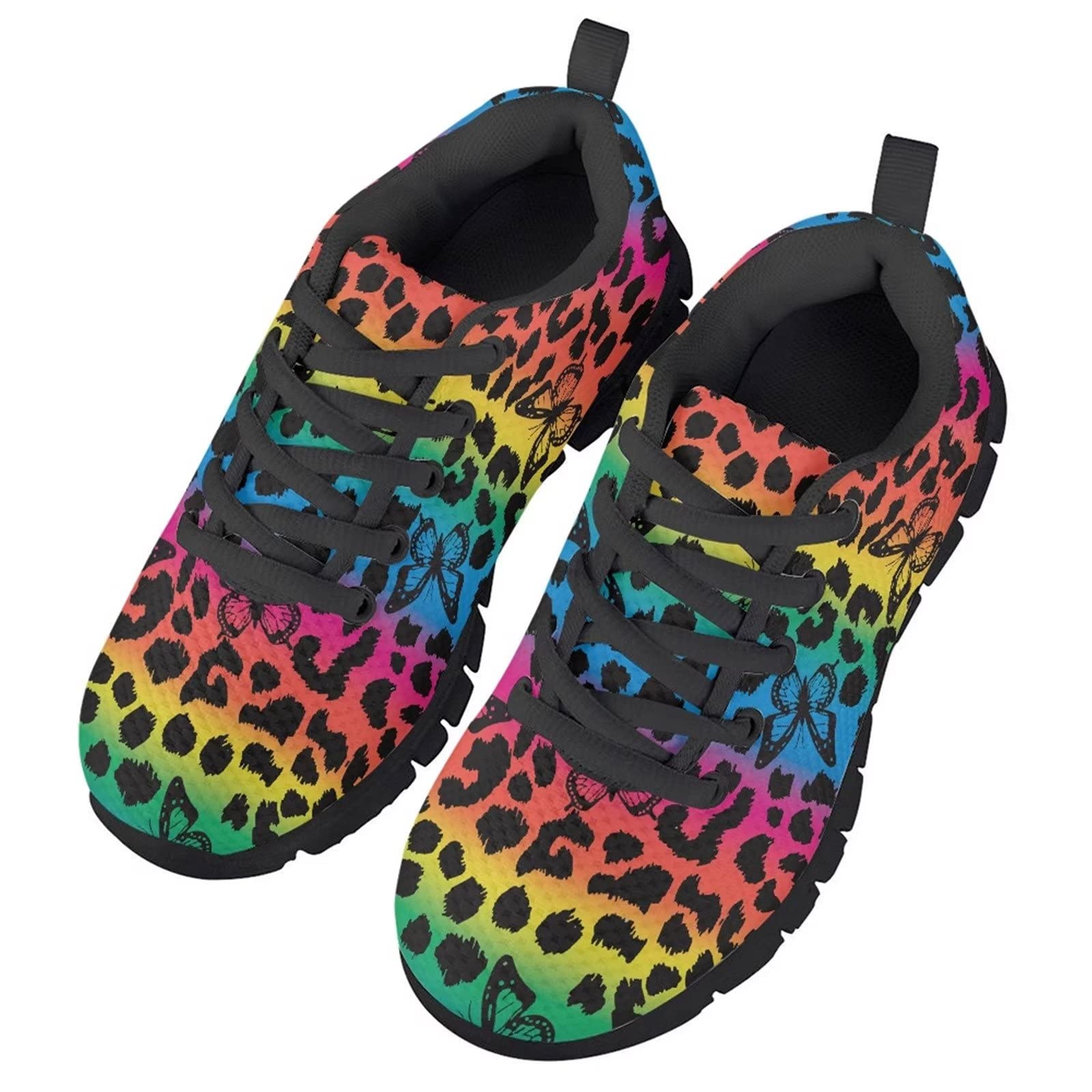Leopard Print Running Shoes for Girls - Lightweight Comfortable Kids Tennis Sneakers for Walking & Sports | Animal Skin Design, Perfect Gift for Active Girls | Ideal for School, Playdates & Outdoor Activities