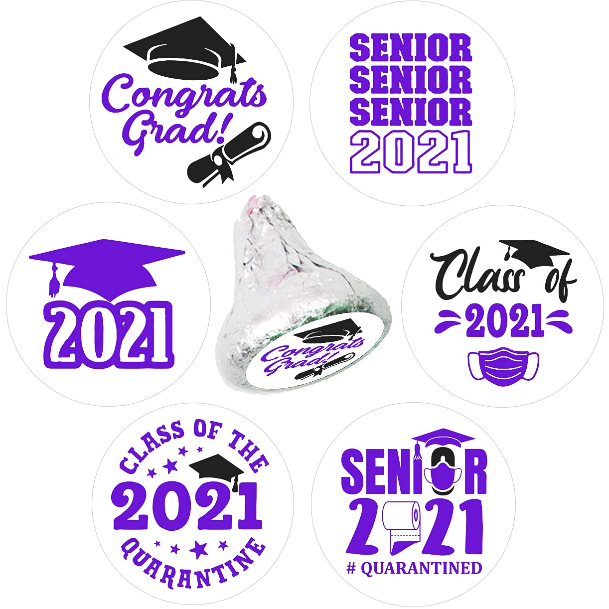 Class of 2021 Graduation Chocolate Stickers - 270 Count Party Labels for Graduation Decorations - Perfect for Cap Decor, Gift Wrapping & Scrapbooking