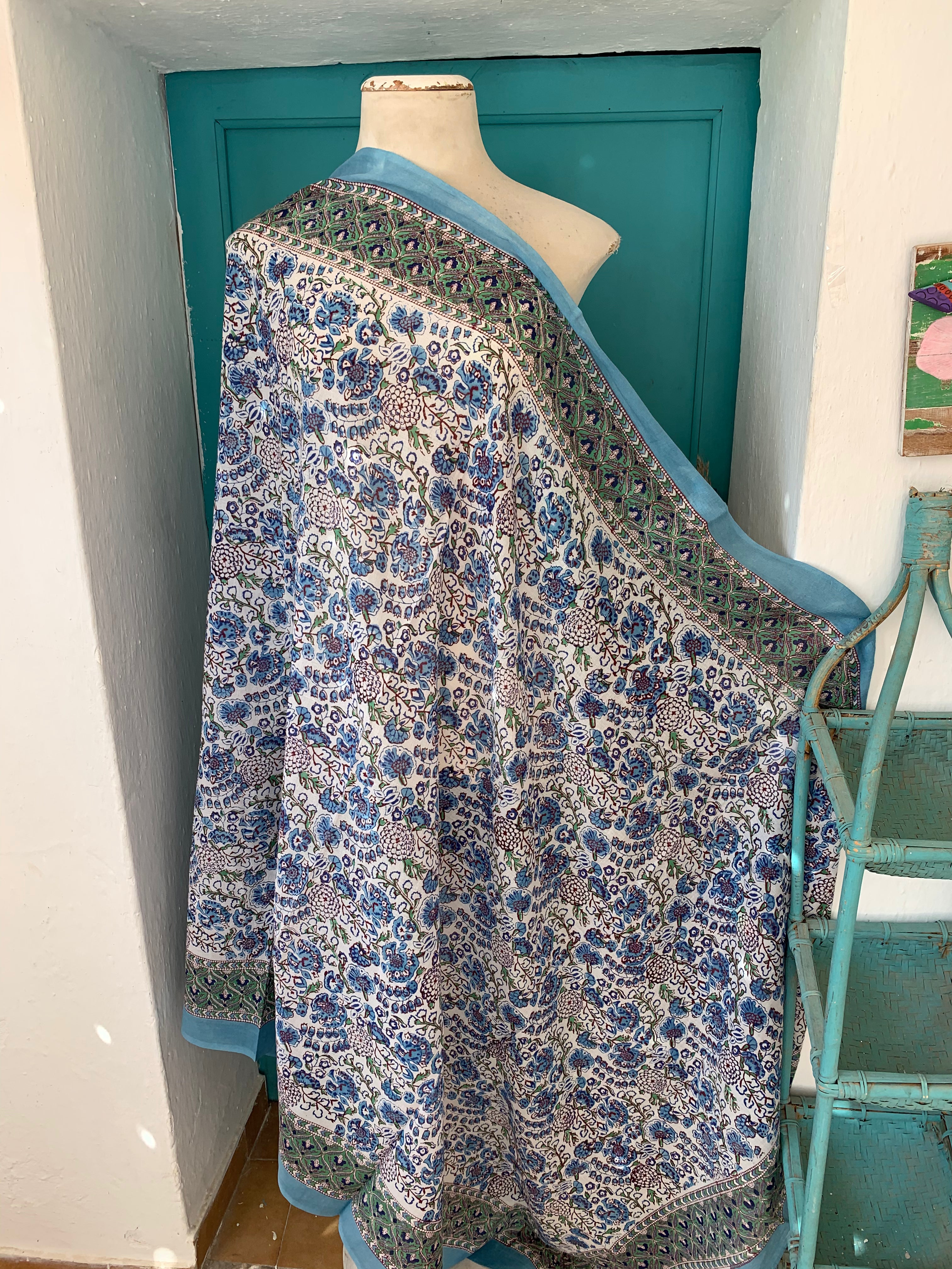 Stylish Block Print Cotton Sarong Pareo Shawl - New Collection for Beach, Pool & Summer Fashion