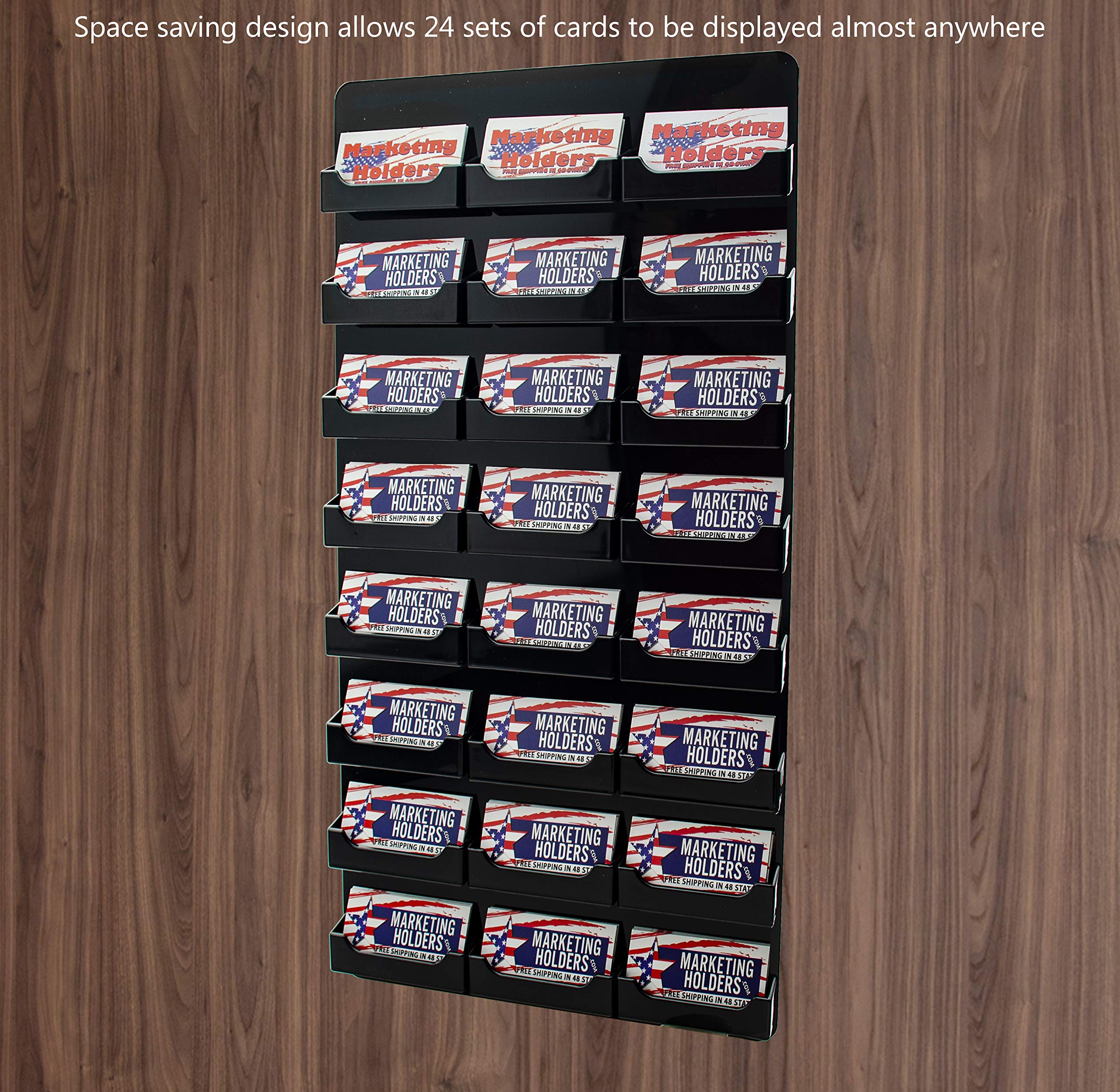 4 Pack Black Acrylic Business Card Holder Wall Rack - 24 Slot Organizer for 3.5