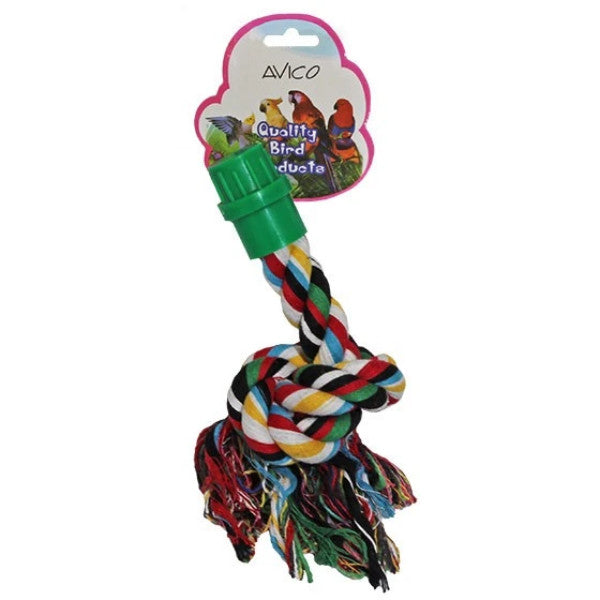 Natural Wood Rope Perch for Birds - One Ended Bird Perch for Parrots, Cockatiels & Small Birds - Perfect for Cages, Aviaries & Play Gyms