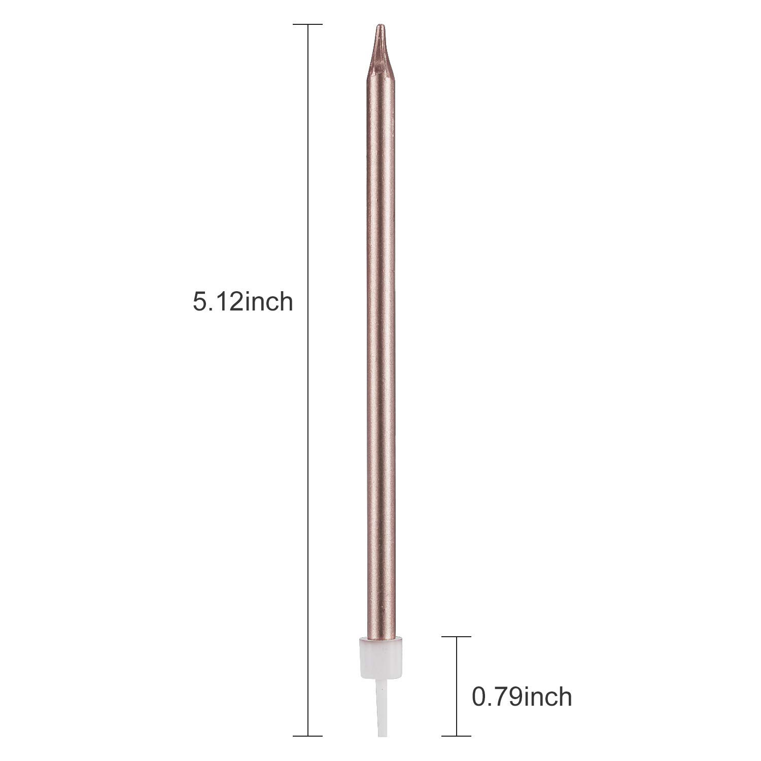 24 Count Metallic Rose Gold Birthday Candles with Holders - Tall Thin Cake & Cupcake Candles for Birthday, Wedding, Party Decorations | Perfect for Cakes, Cupcakes, and Special Event Centerpieces