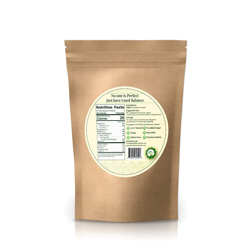 Premium 100% Natural Strawberry Fruit Powder - 12oz Resealable Bag | Non-GMO, Gluten-Free, Vegan | Perfect for Baking, Smoothies, Protein Shakes & Healthy Snacks | No Refined Sugars | Nutritious Flavor Boost for Desserts, Yogurt & Breakfast Bowls
