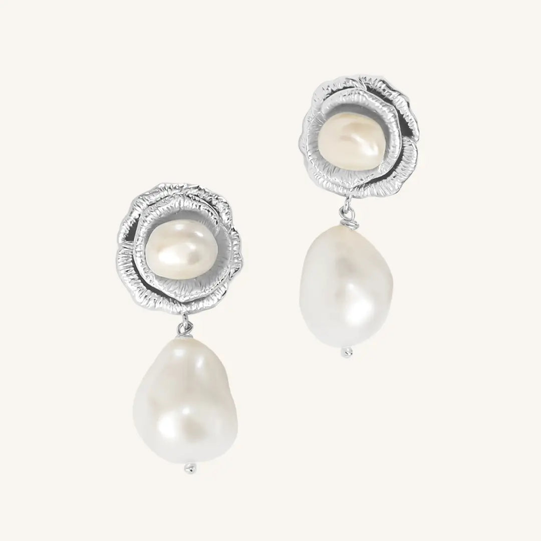 Rose Pearl Drops - Elegant Pearl Earrings for Women, Perfect for Weddings, Parties & Special Occasions