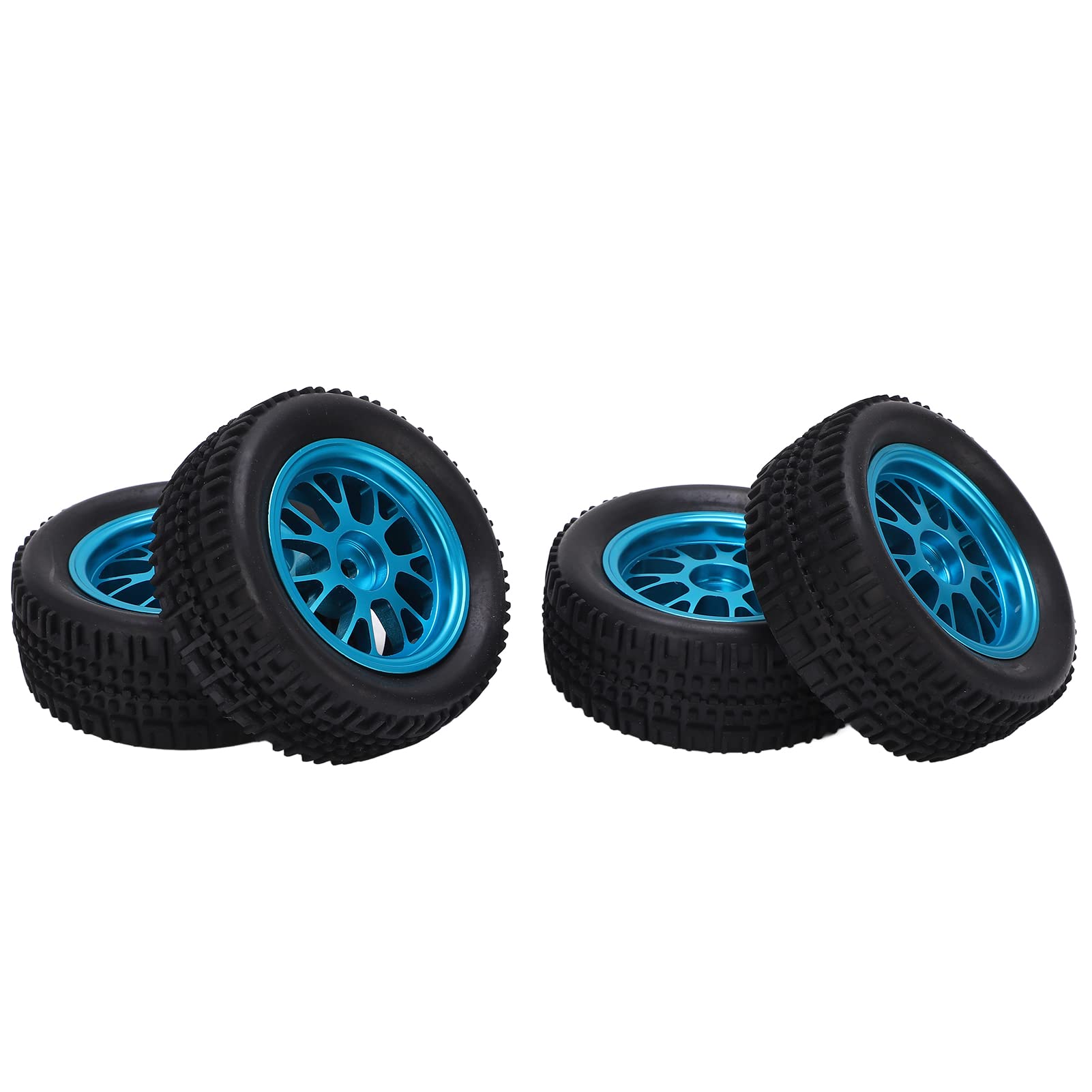 4PCS High-Strength RC Tires & Wheels Set - Blue Rubber Off-Road Tires with Cushioning for 1/14 Scale RC Cars (Fits WLtoys 144001) - Perfect for Off-Road Racing, Bashing & Crawling Adventures