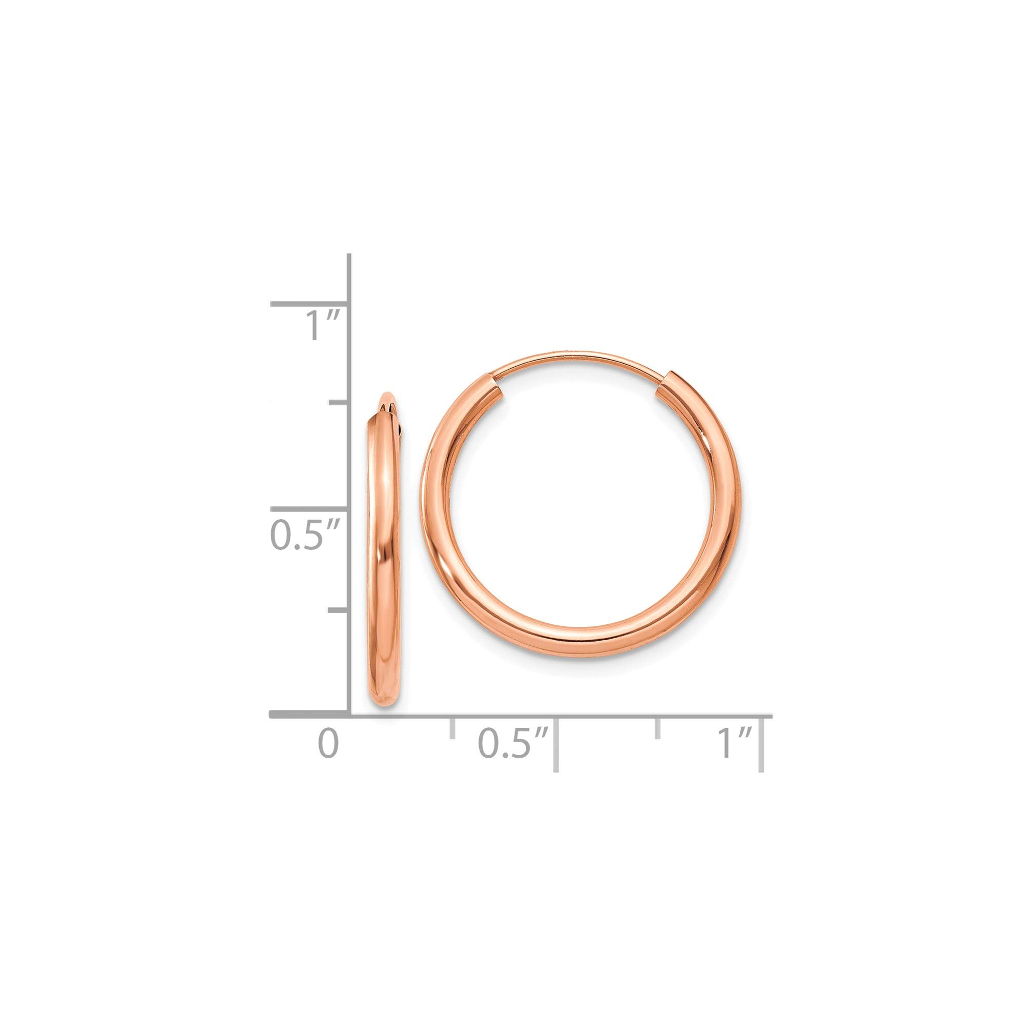 14K Rose Gold Polished Round 2mm Hoop Earrings for Women - Endless Circle Dainty Everyday Jewelry - Perfect for Work, Date Night & Special Occasions