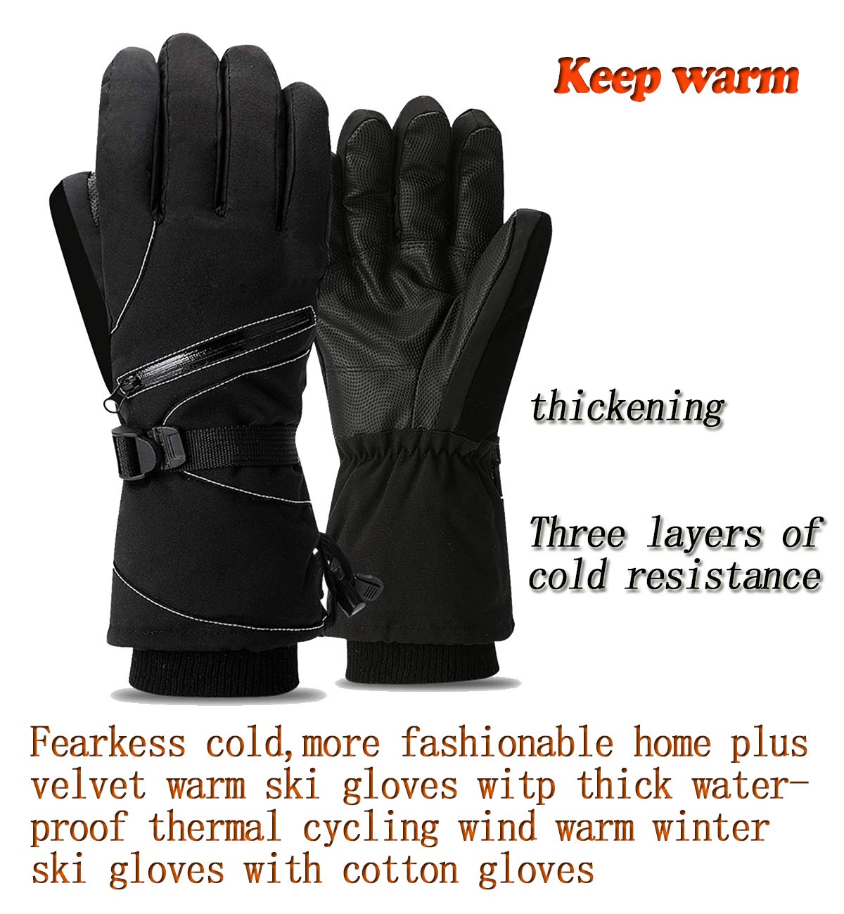 Waterproof Ski Gloves for Men & Women - Thermal Insulated Snowboard Gloves with Synthetic Leather Palm - Perfect for Skiing, Snowboarding & Winter Outdoor Activities