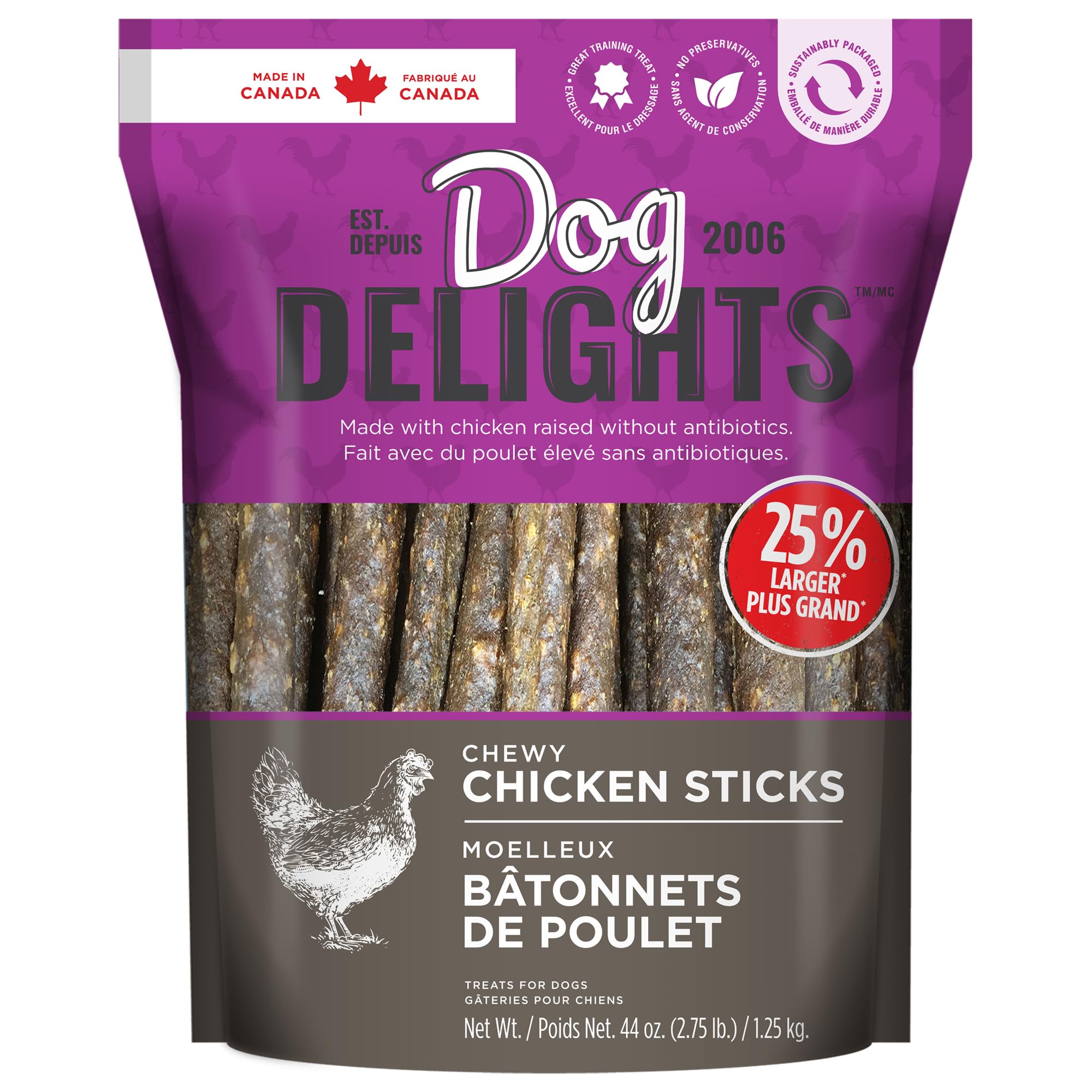 Natural Chicken Dog Treats for Training - Grain-Free, Preservative-Free Chewy Sticks, 1.25kg - Perfect for Obedience Training & Positive Reinforcement Rewards