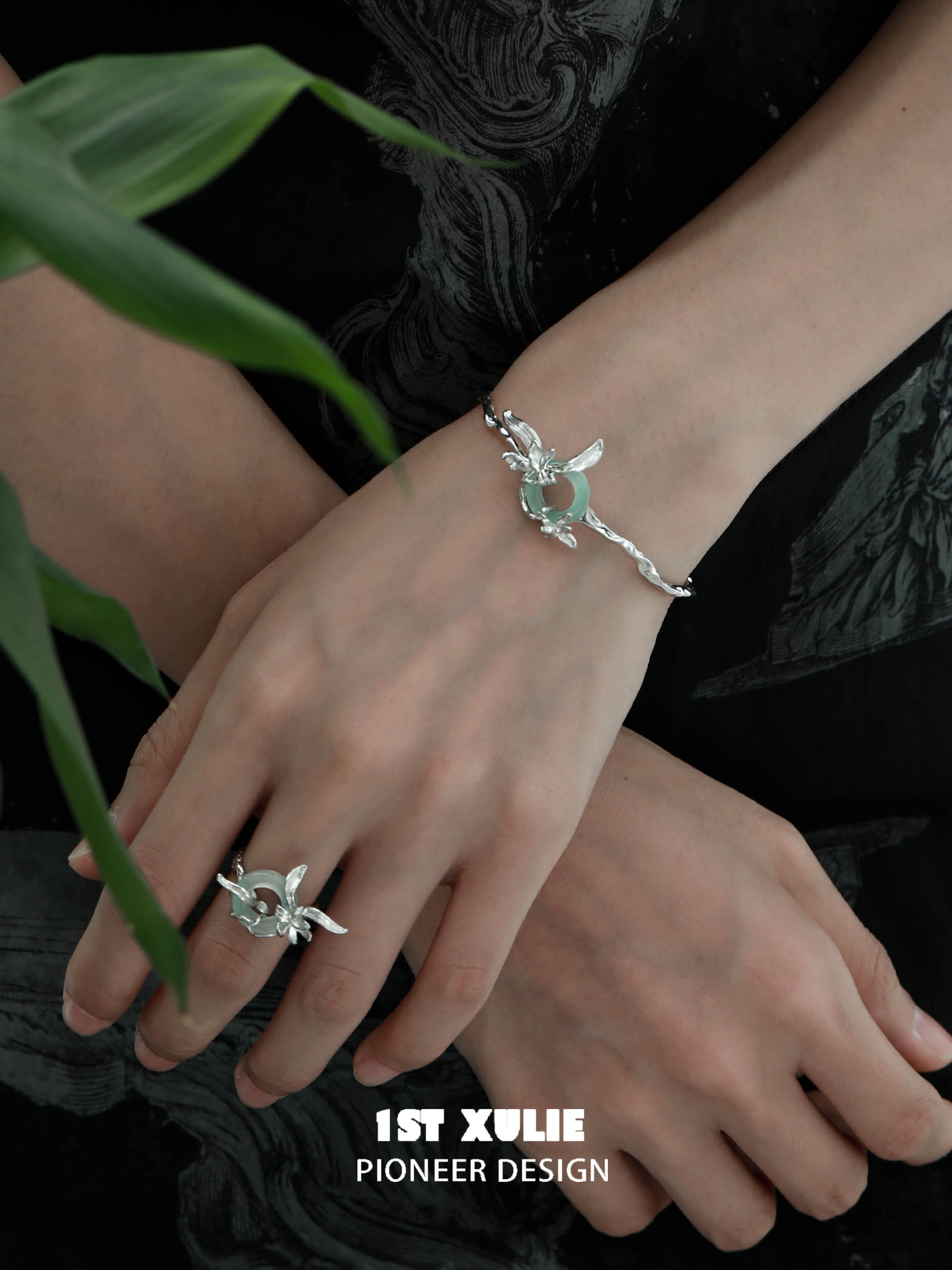 Irises S925 Sterling Silver Jade Rings for Women - Elegant Vintage Style Jewelry for Daily Wear & Special Occasions