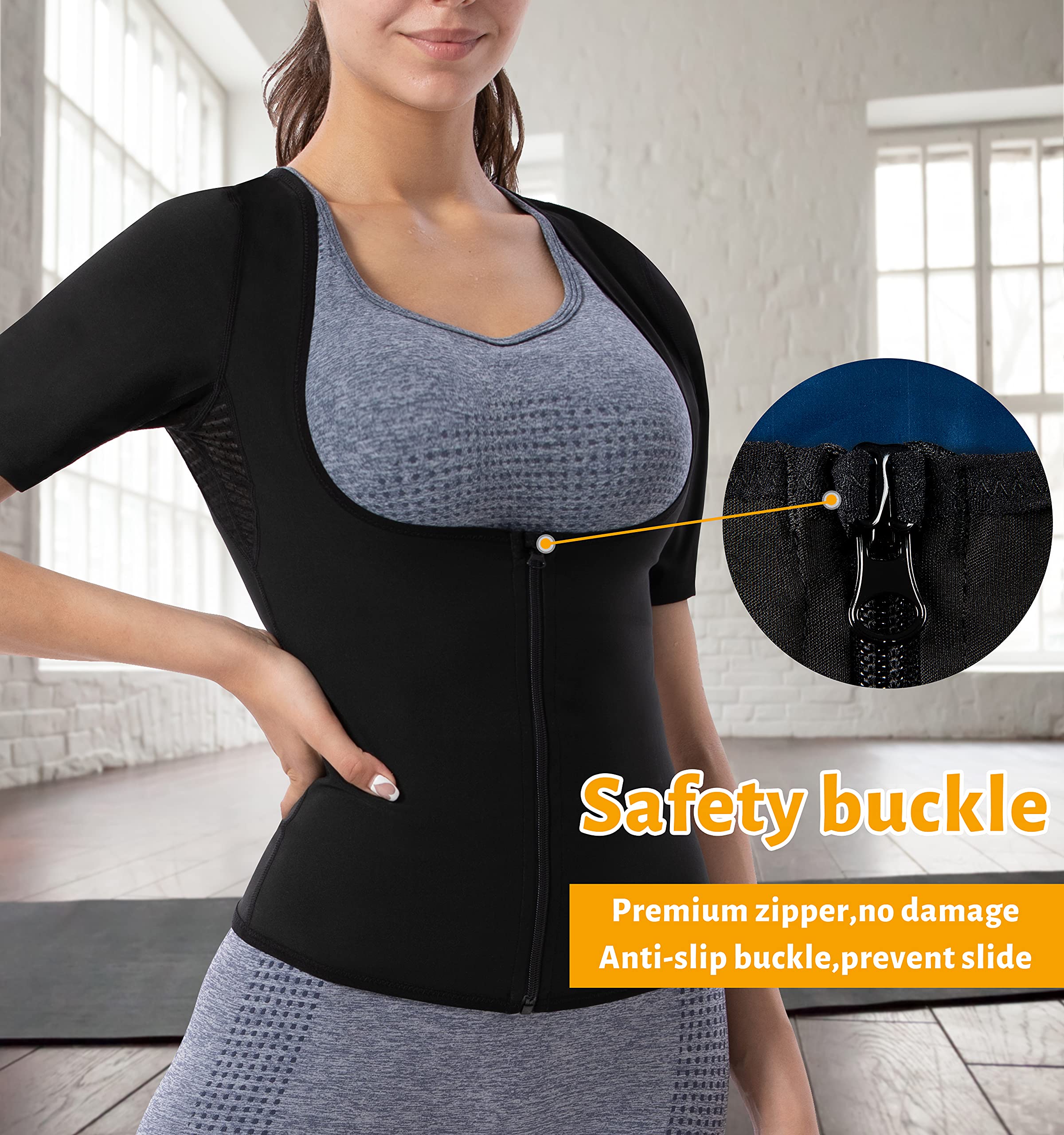 Women's Sauna Vest Sweat Tank Top - Zipper Compression Shirt for Weight Loss & Heat Trapping Waist Trainer - Perfect for Workout, Gym & Home Sauna Sessions