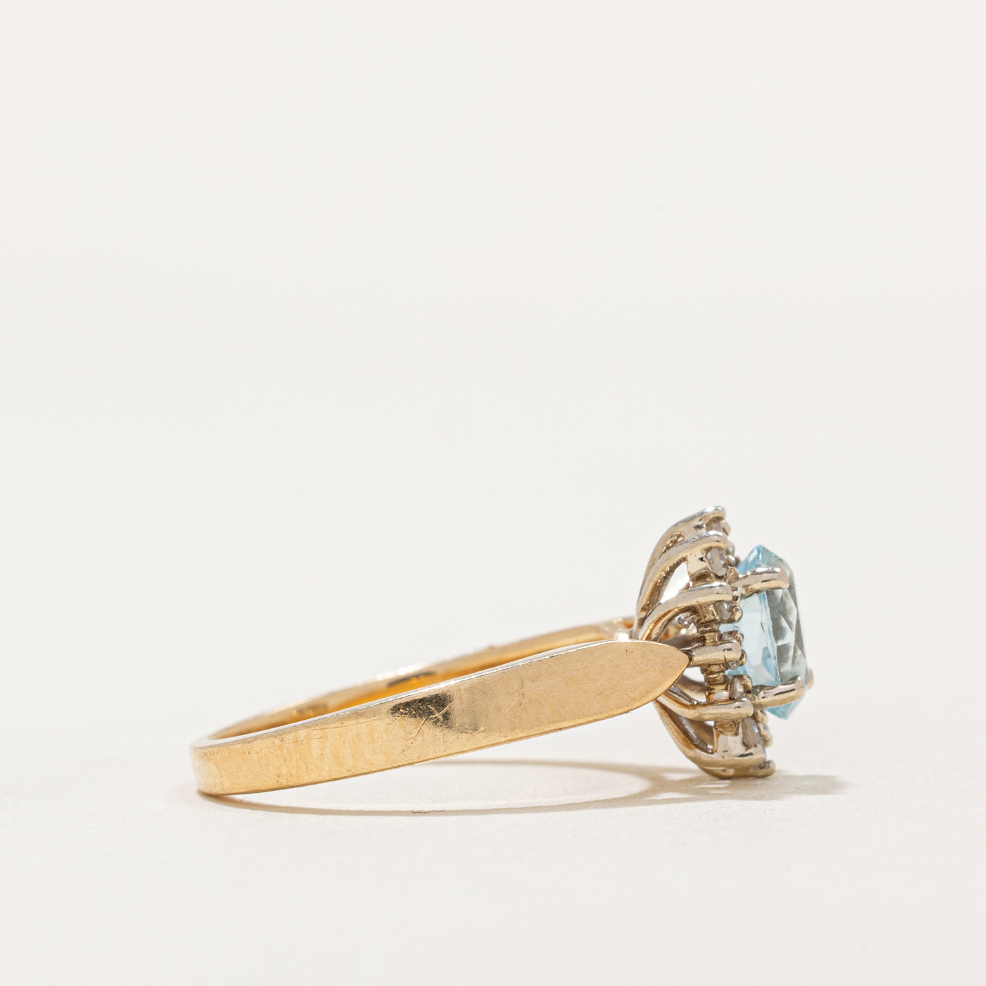 Exquisite 0.75ct Topaz & 0.10ct Diamond Petal Ring - Size 4.5 - Elegant Floral Jewelry for Women - Perfect for Weddings, Anniversaries & Special Occasions