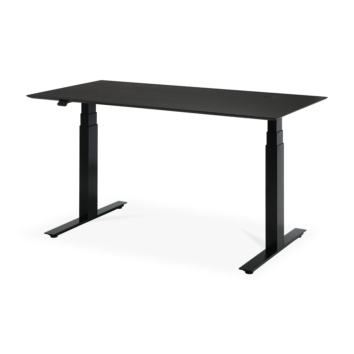 Adjustable Rectangle Office Desk with Cable Management - 140cm Oak Black & Black - Perfect for Home Office, Study, and Workspace Organization