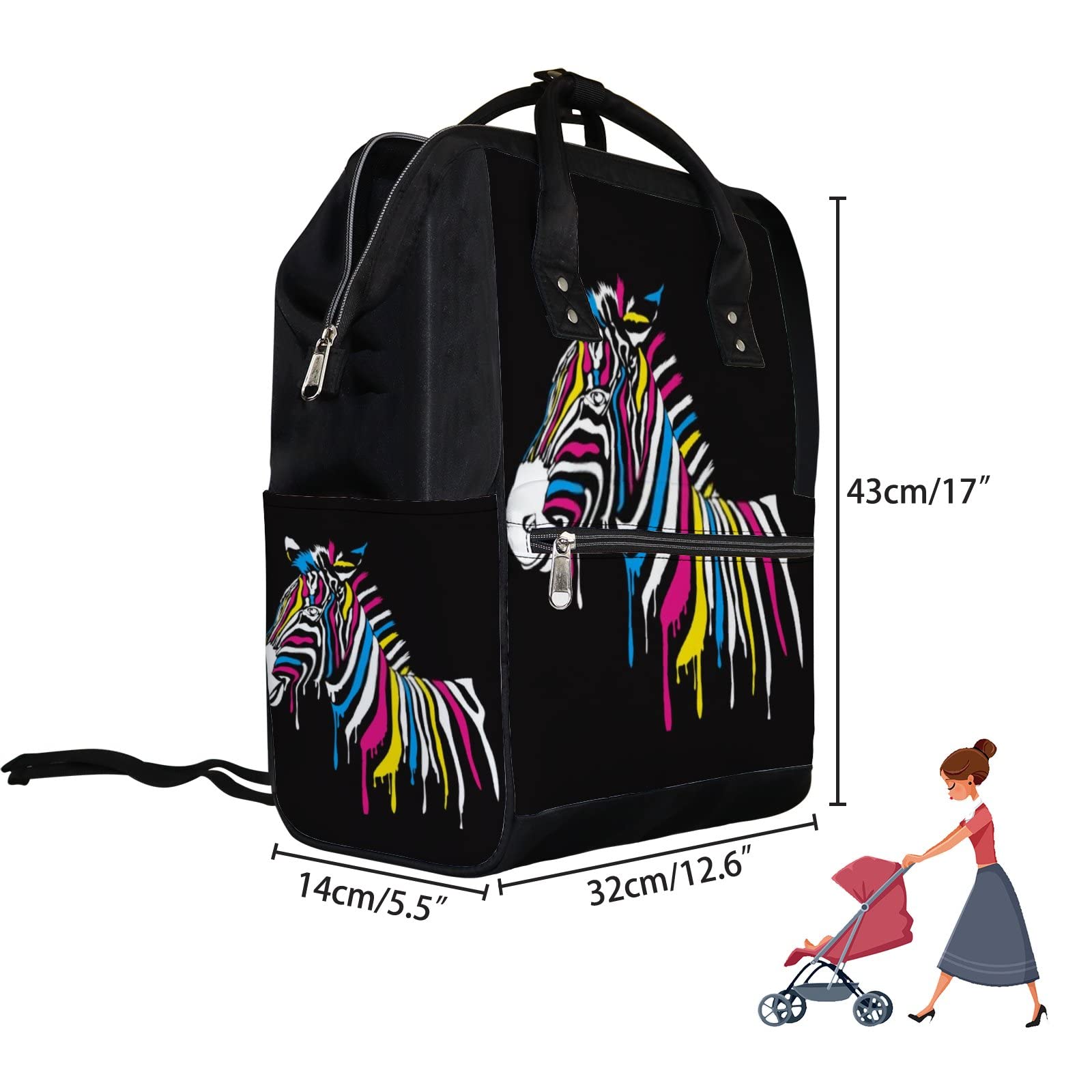 Zebra Print Diaper Backpack - Large Capacity Waterproof Baby Bag for Moms, Multifunctional Nursing & Travel Backpack | Perfect for Daycare, Outings & Family Trips