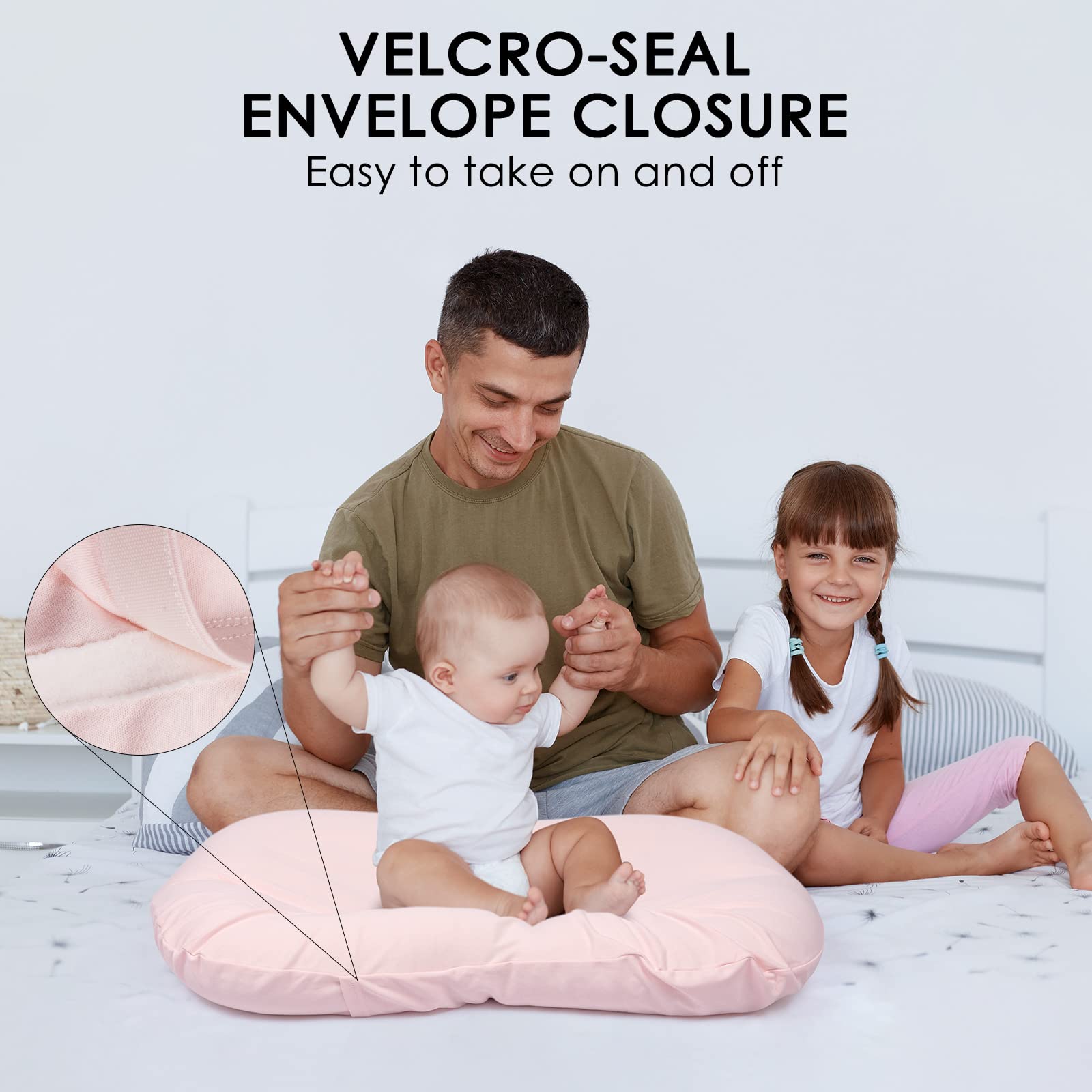 Mexxi Organic Waterproof Baby Lounger Cover - 100% Organic Cotton, Breathable & Hypoallergenic - Baby Pink - Perfect for Nursery, Travel & Playtime