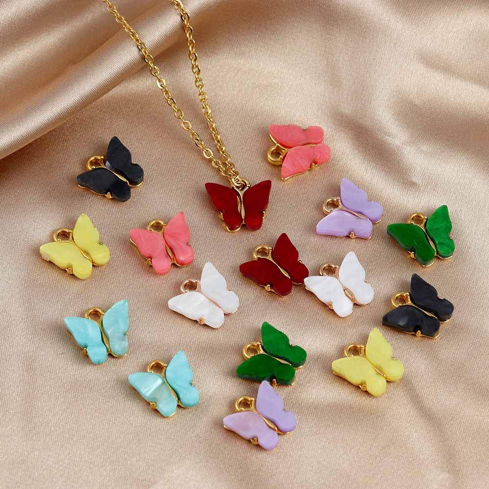 18PCS Acrylic Butterfly Charms for Jewelry Making - DIY Cute Beads for Bracelets, Necklaces, Bangles - Perfect for Crafting, Gifts & Party Favors