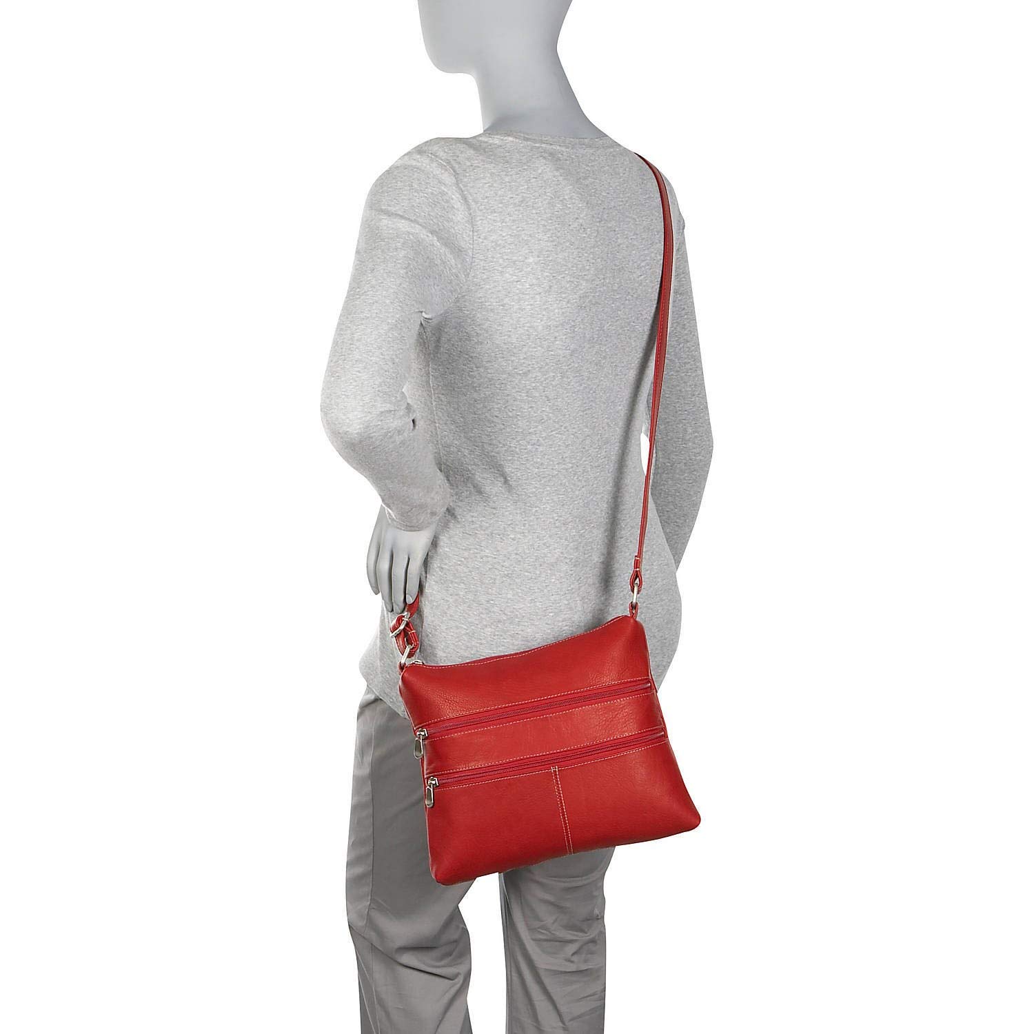 Le Donne Genuine Leather Two Zip Crossbody Bag for Women - Stylish Black Shoulder Bag - Perfect for Travel, Work & Everyday Use