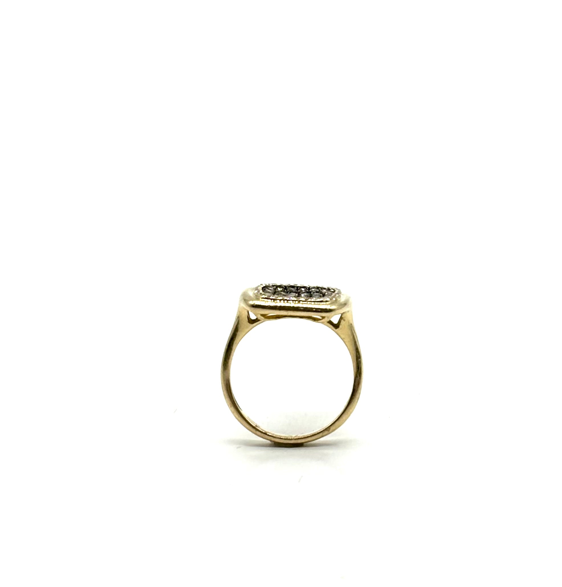 14K Gold Diamond Pave Square Ring for Women - Elegant Stackable Wedding Band, Anniversary Gift, or Everyday Jewelry - Perfect for Special Occasions & Daily Wear