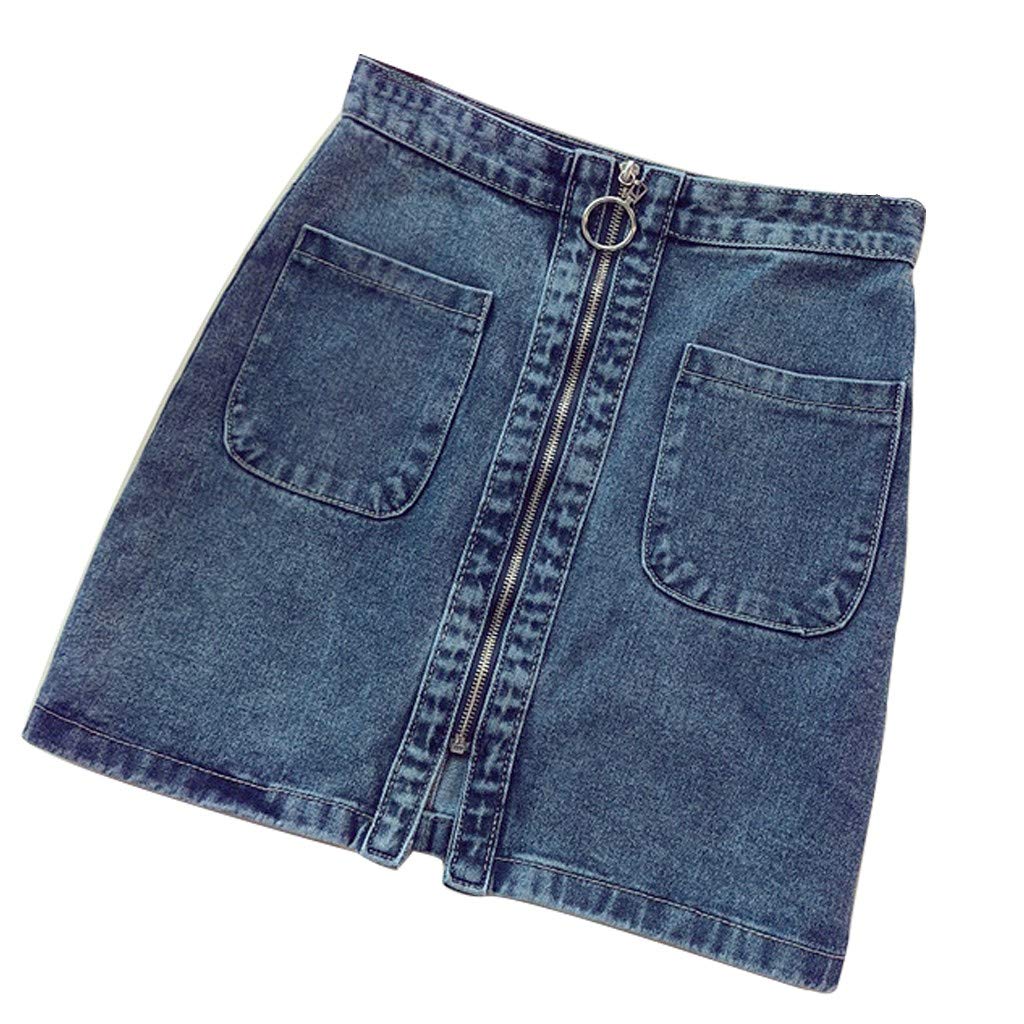 QWENTMTNTY Women's Maxi Skirts - Long Denim Skirt with Pockets & Waist Zipper | Korean Style High Waist Short Skirt for Students | Perfect for School, Casual Wear & Street Fashion