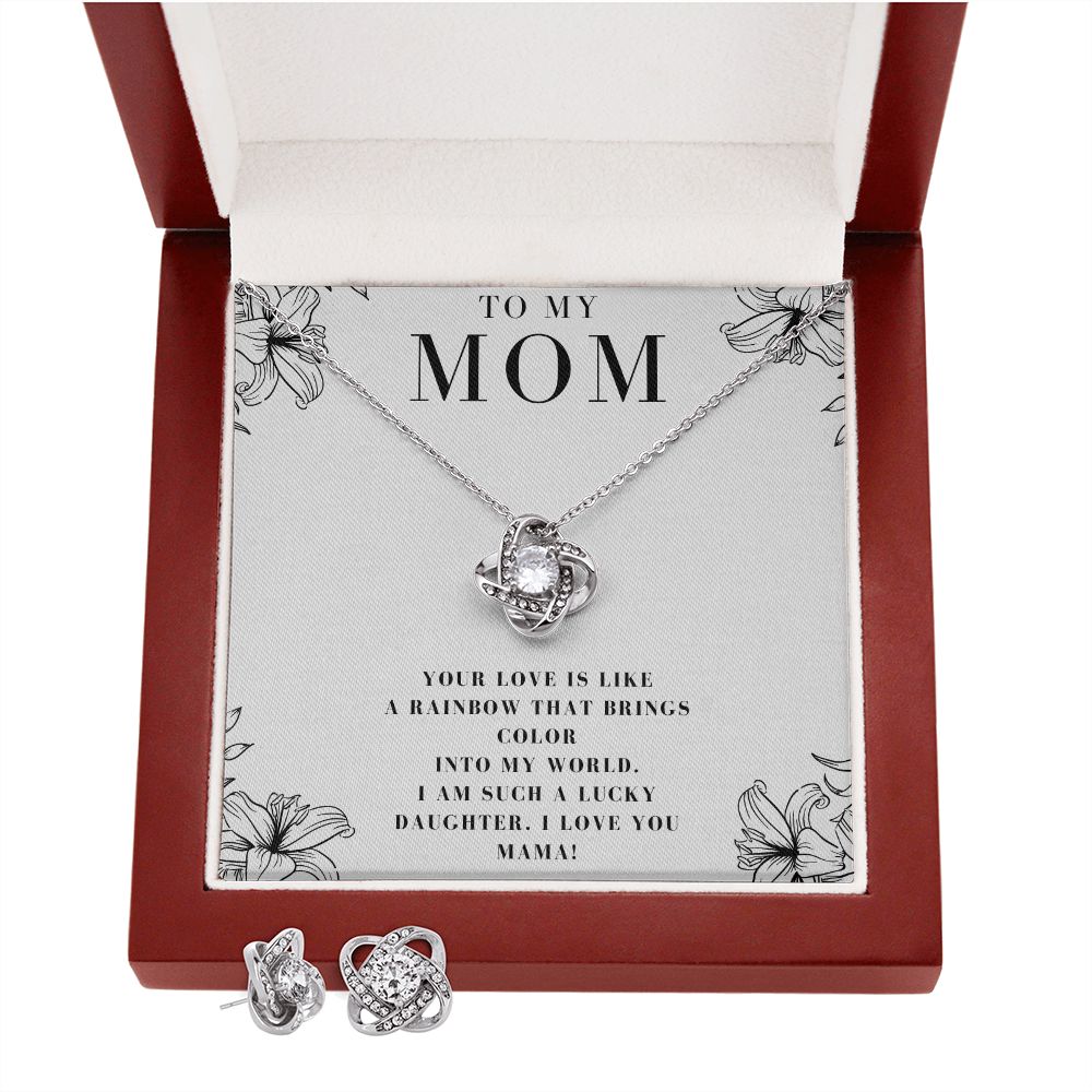 Love Knot Earring & Necklace Set for Mom - Elegant Jewelry Gift for Mother's Day, Wedding, Christmas & Birthday - Perfect for Special Occasions & Everyday Wear