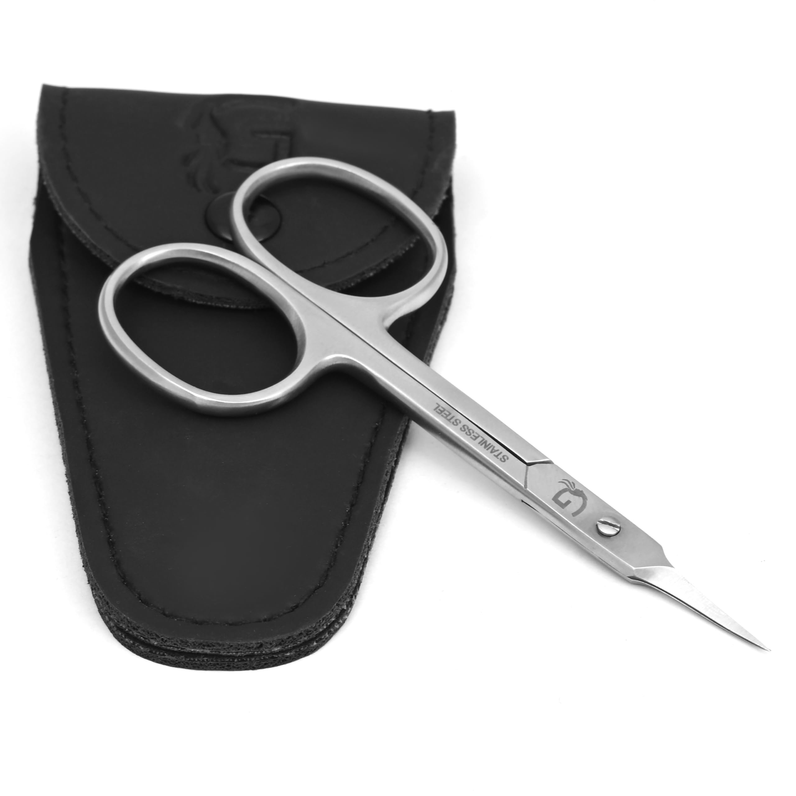 Professional Stainless Steel Curved Cuticle Scissors - Precision Grooming Tool for Eyebrows, Mustache, Nose Hair, Eyelashes & Dry Skin - Manicure & Personal Care Essential - Perfect for Home, Salon & Travel Use