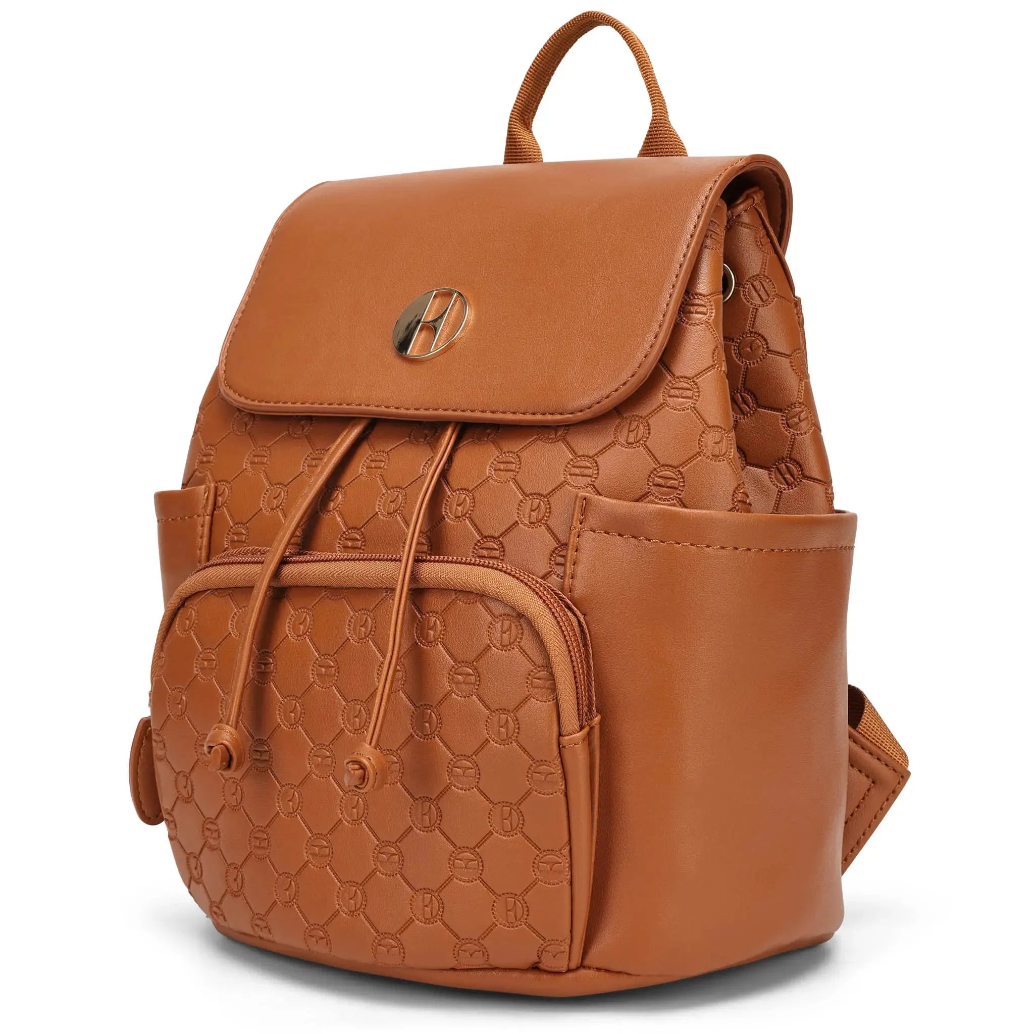 10L Vegan Leather Monogram Mini Backpack for Women - Stylish Waterproof Travel Daypack, Perfect for Hiking, Shopping & College Campus Use