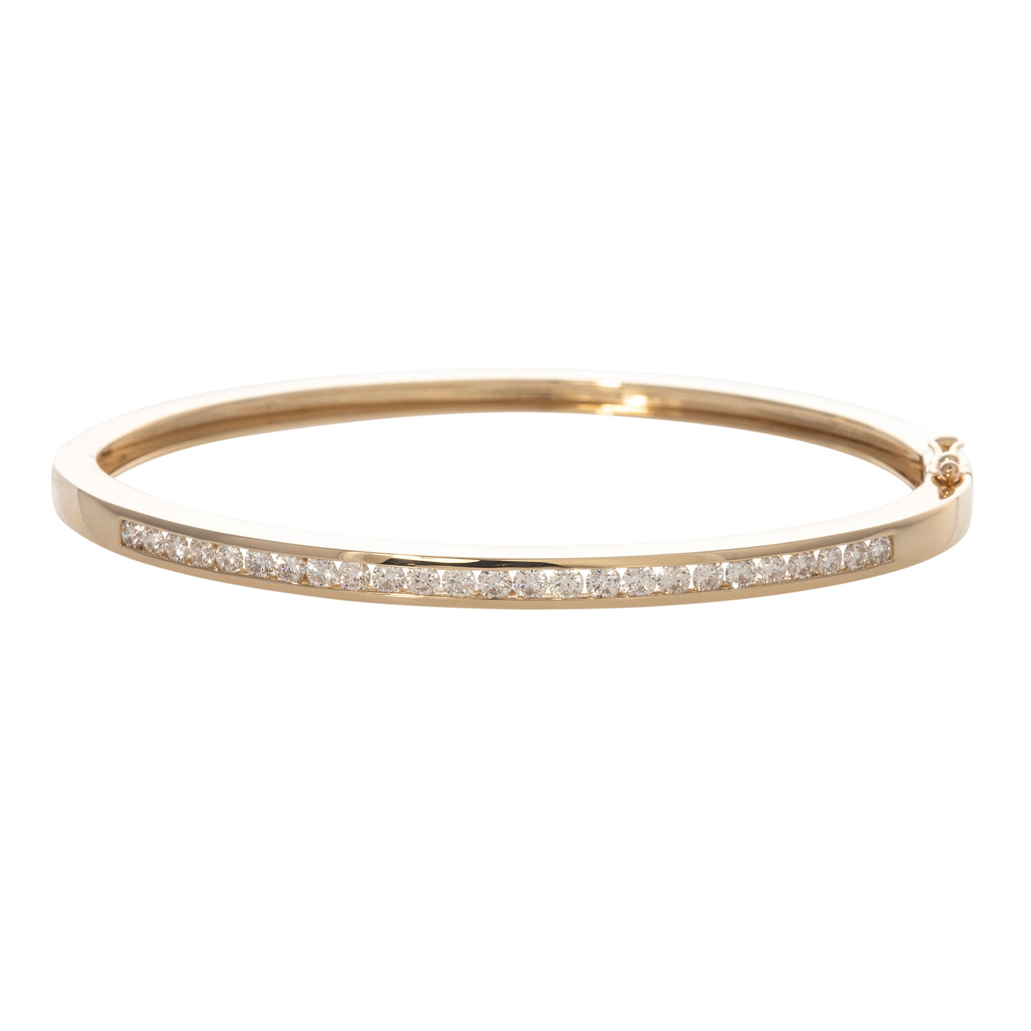 1.39ctw Diamond Channel Set 14K Yellow Gold Bangle Bracelet for Women - Elegant Jewelry Gift for Anniversary, Wedding & Special Occasions
