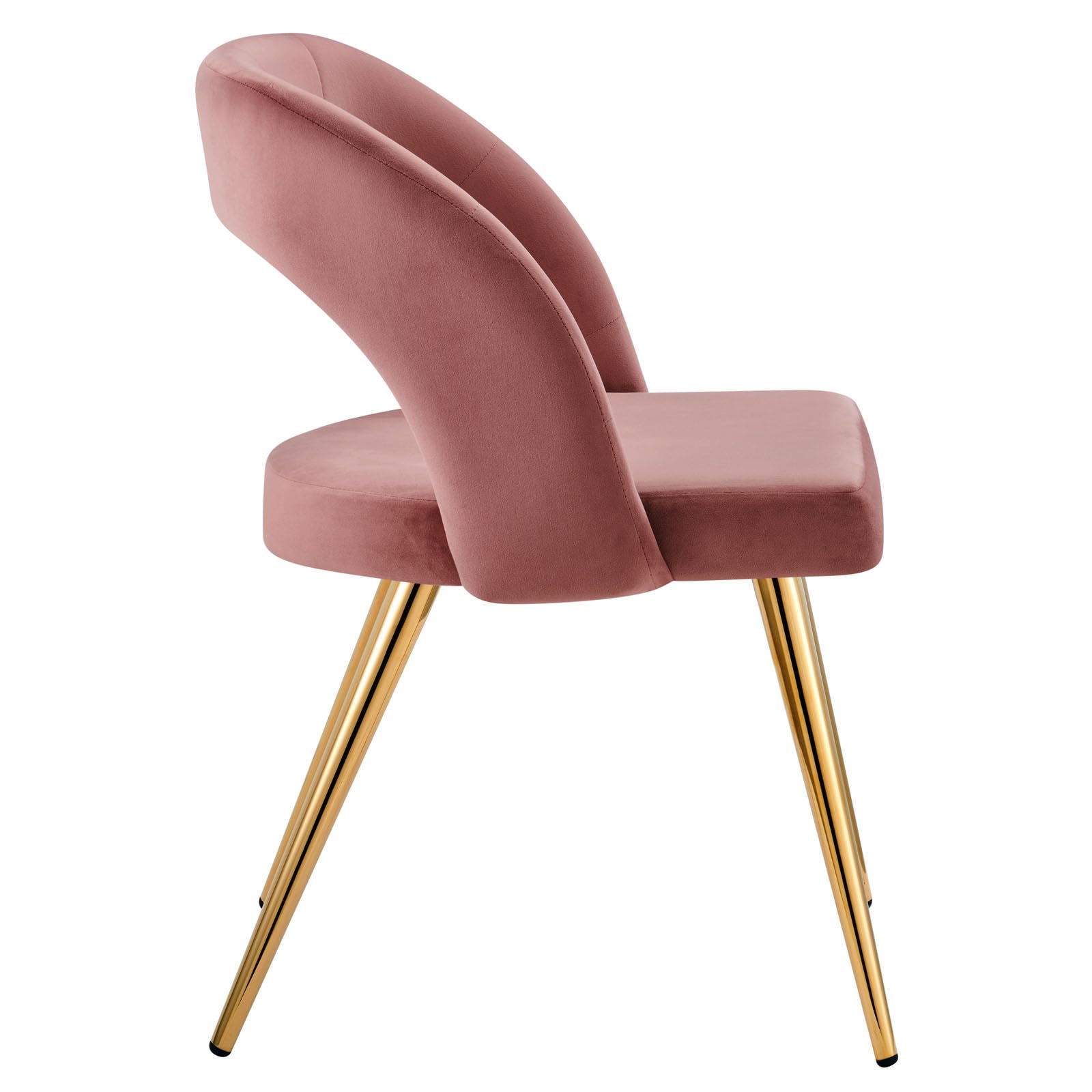 Modway Performance Velvet Dining Chairs - Set of 2, Gold Dusty Rose Upholstered Seats for Kitchen, Dining Room & Home Decor