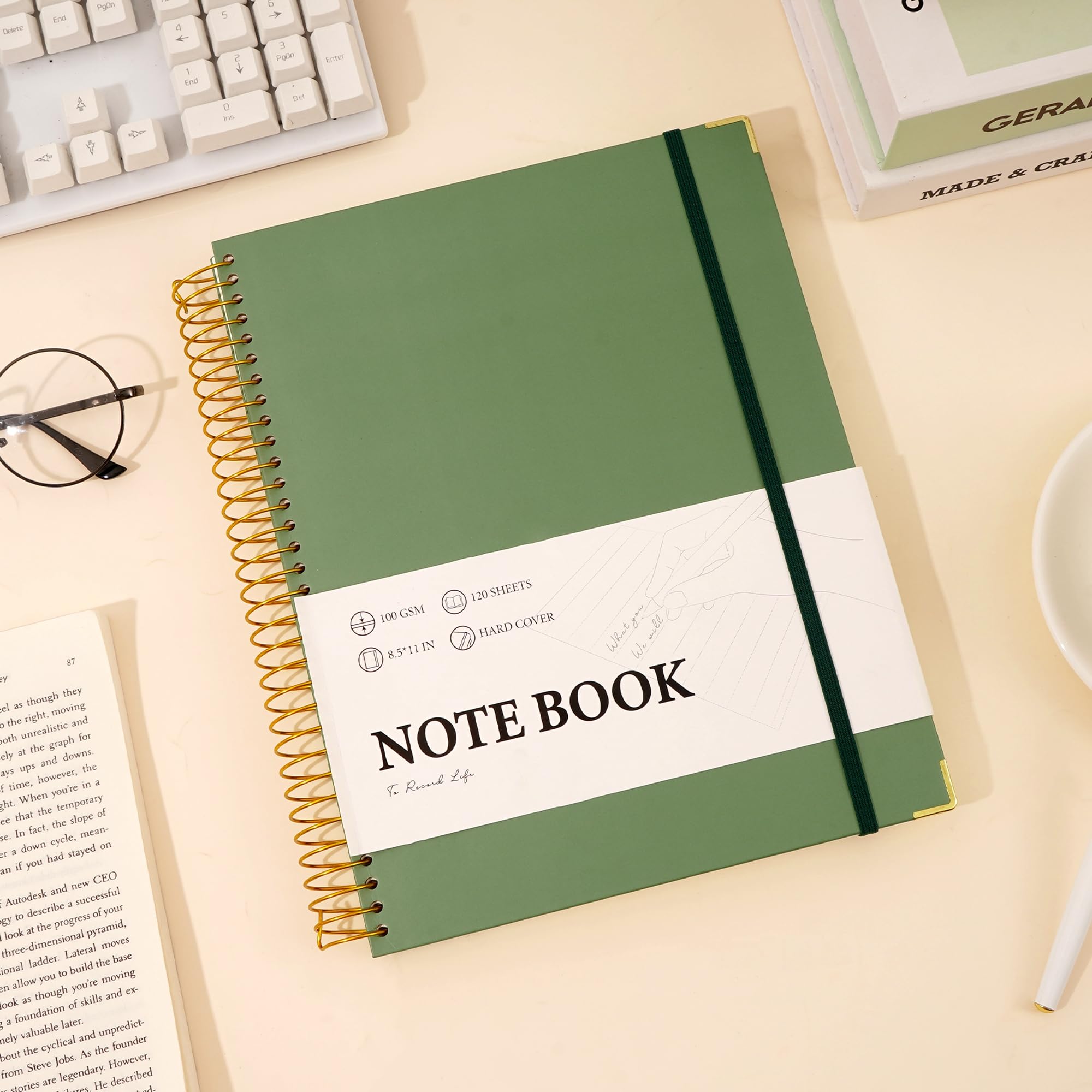 Premium A4 Hardcover Spiral Notebook - 8.5