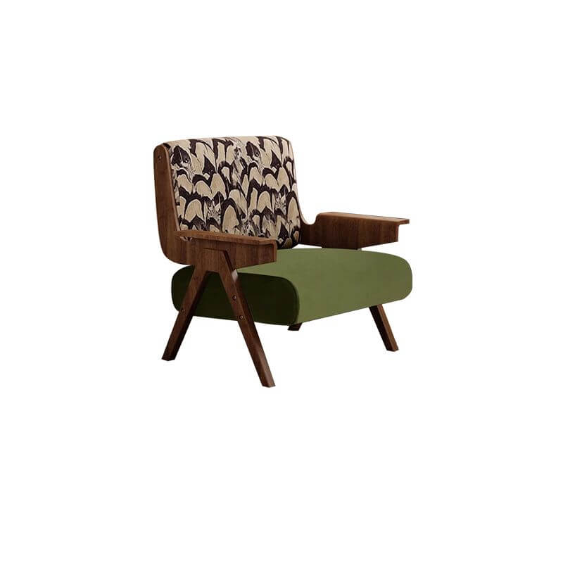 Modern Abstract Striped Solid Color Black Olive Green Armchair with Fixed Back and Arms - Stylish Living Room Chair for Home Office Lounge Reading Nook