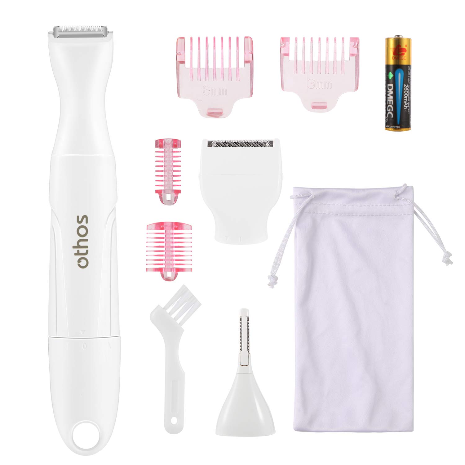 Othos All-in-One Electric Trimmer for Women - Bikini, Nose, Eyebrow Trimmer & Foil Shaver - Wet/Dry Use, Waterproof, AA Battery Included - Perfect for Travel, Home & Salon Grooming