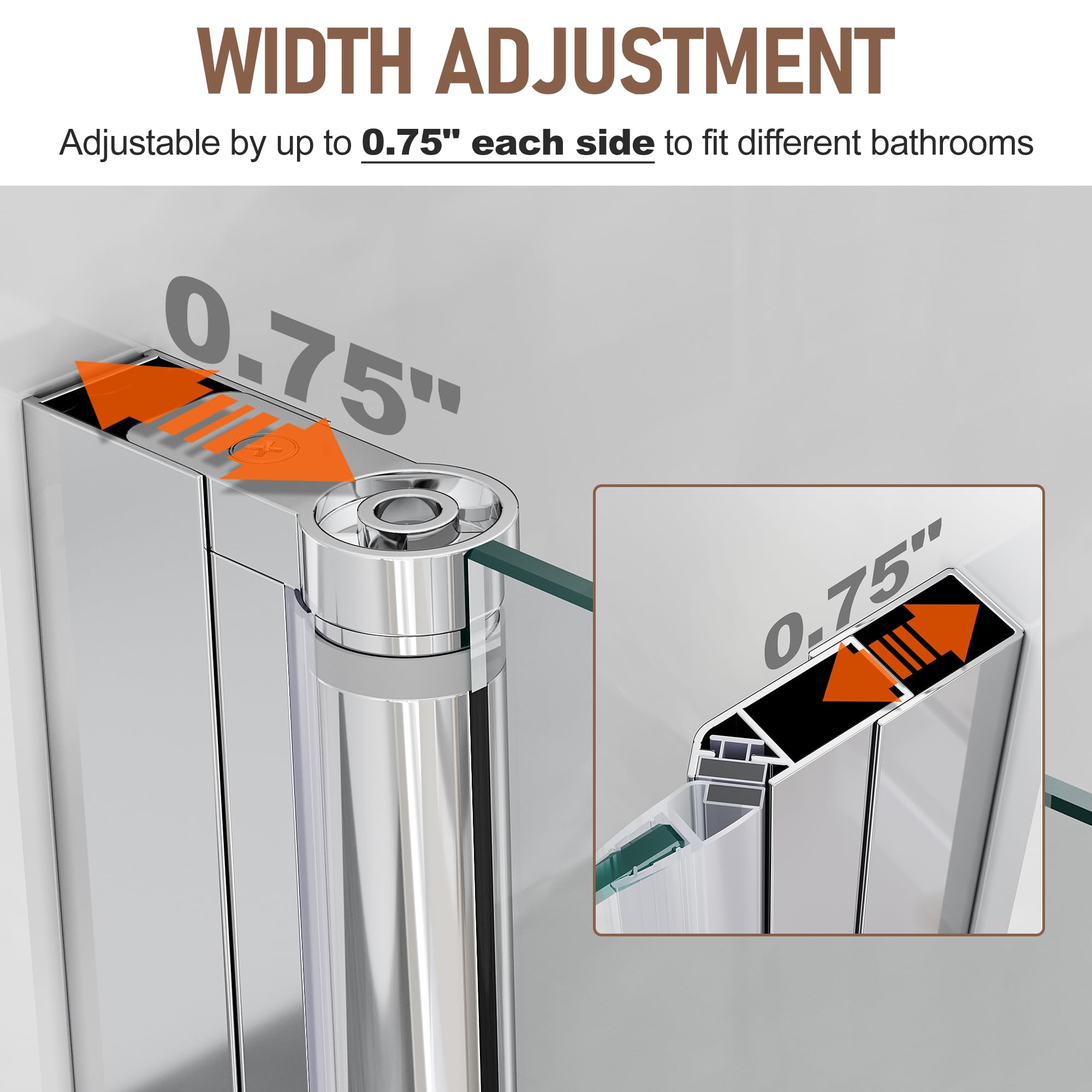Frameless Pivot Shower Door 33.5-35