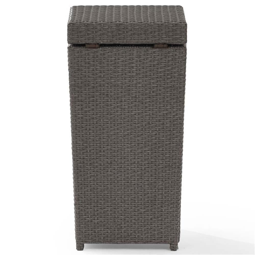 Pemberly Row Wicker Patio Trash Can - Weather-Resistant Weathered Gray Outdoor Garbage Bin for Patio, Garden & Backyard Decor