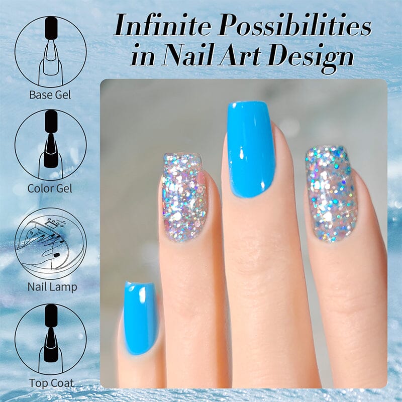 Multicolor Sequins Glitter Gel Polish - SG03 Stained Glass Nail Art (10ml) for Manicures, Pedicures & DIY Nail Designs at Home or Salon