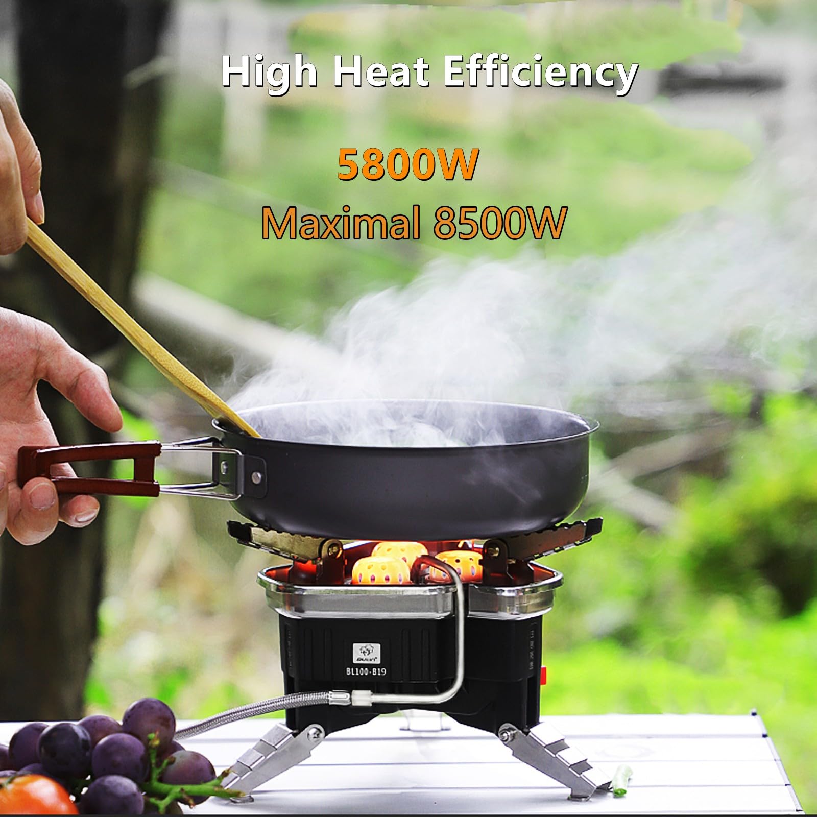 Portable Bulin Gas Camping Stove with Piezo Ignition - Foldable Outdoor Windproof Burner for Camping, Hiking, Backpacking & Picnics - Perfect for Cooking Meals in Nature