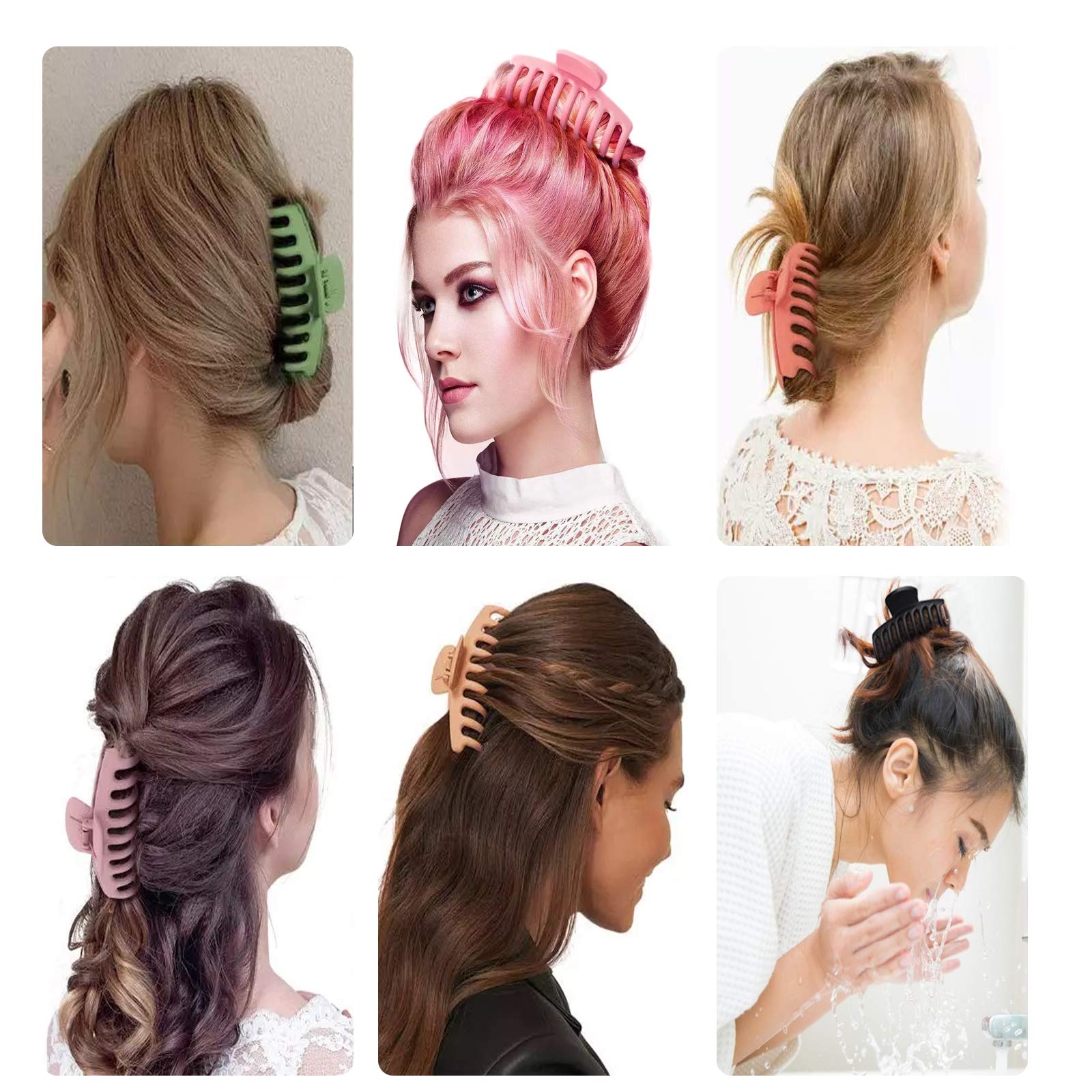 Non-Slip Large Hair Claw Clips for Women - 8PCS Matte Finish Strong Hold Hair Clips for Thin & Thick Hair - Perfect for Updos, Ponytails & Everyday Hairstyles
