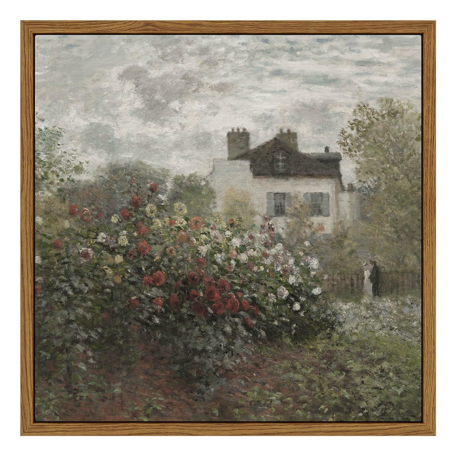 10x10 Inch Monet Garden Wall Art - Vintage Oil Painting Floral Canvas Print, Square Framed Home Decor for Living Room, Bedroom, Kitchen & Office | Perfect for Housewarming Gifts & Interior Design