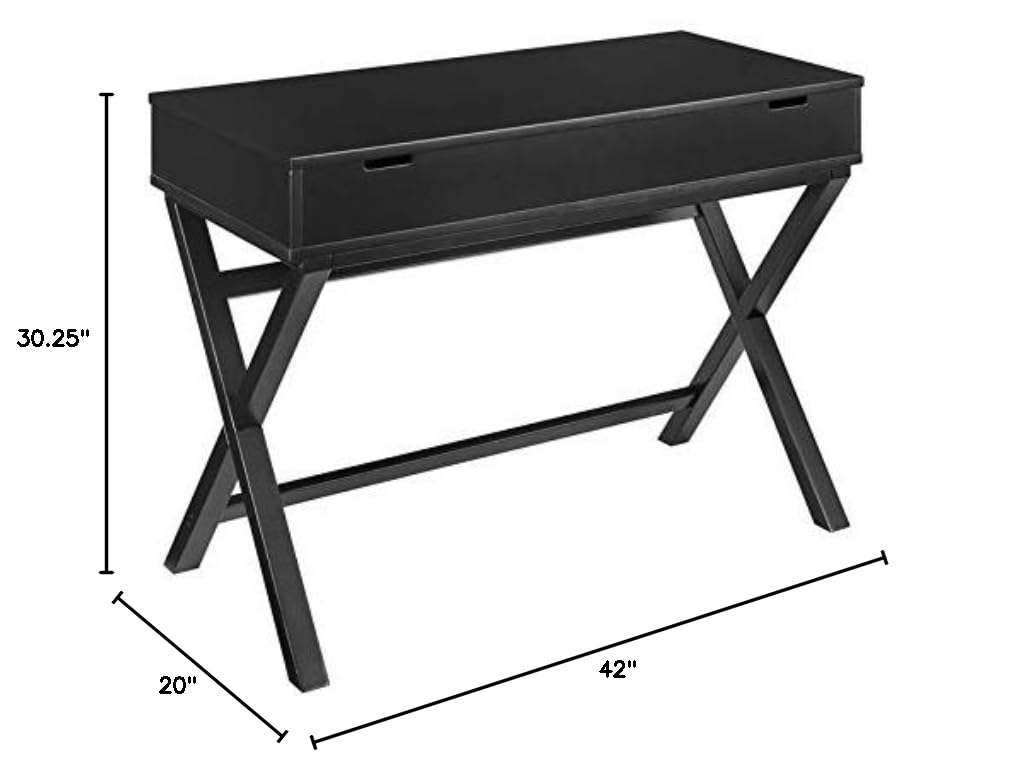 Black Lift-Top Standing Desk - Adjustable Height Wooden Computer Table for Home & Office Workspace