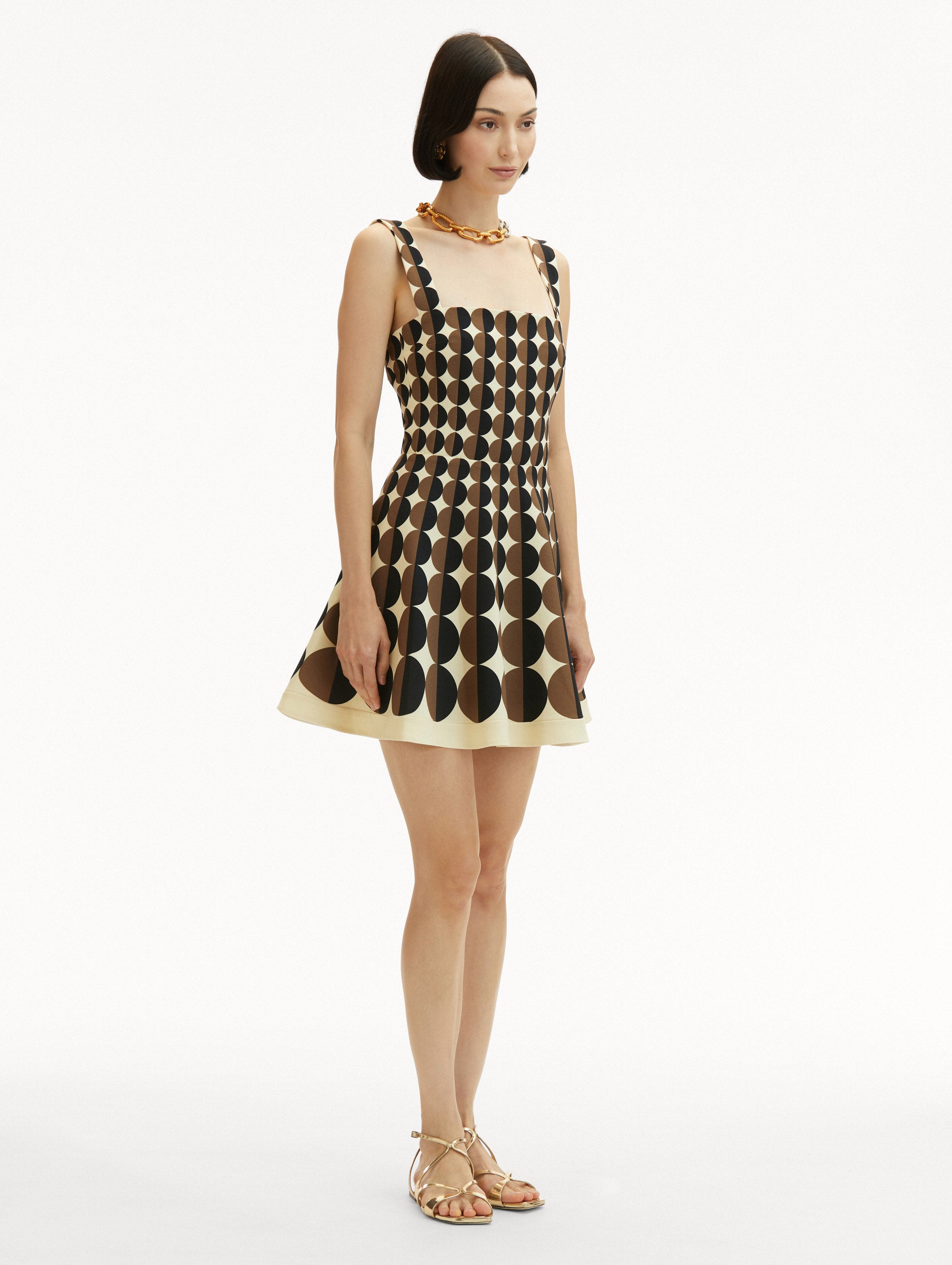 Geometric Circle Wool Dress for Women - Elegant Winter Office Wear & Holiday Party Outfit