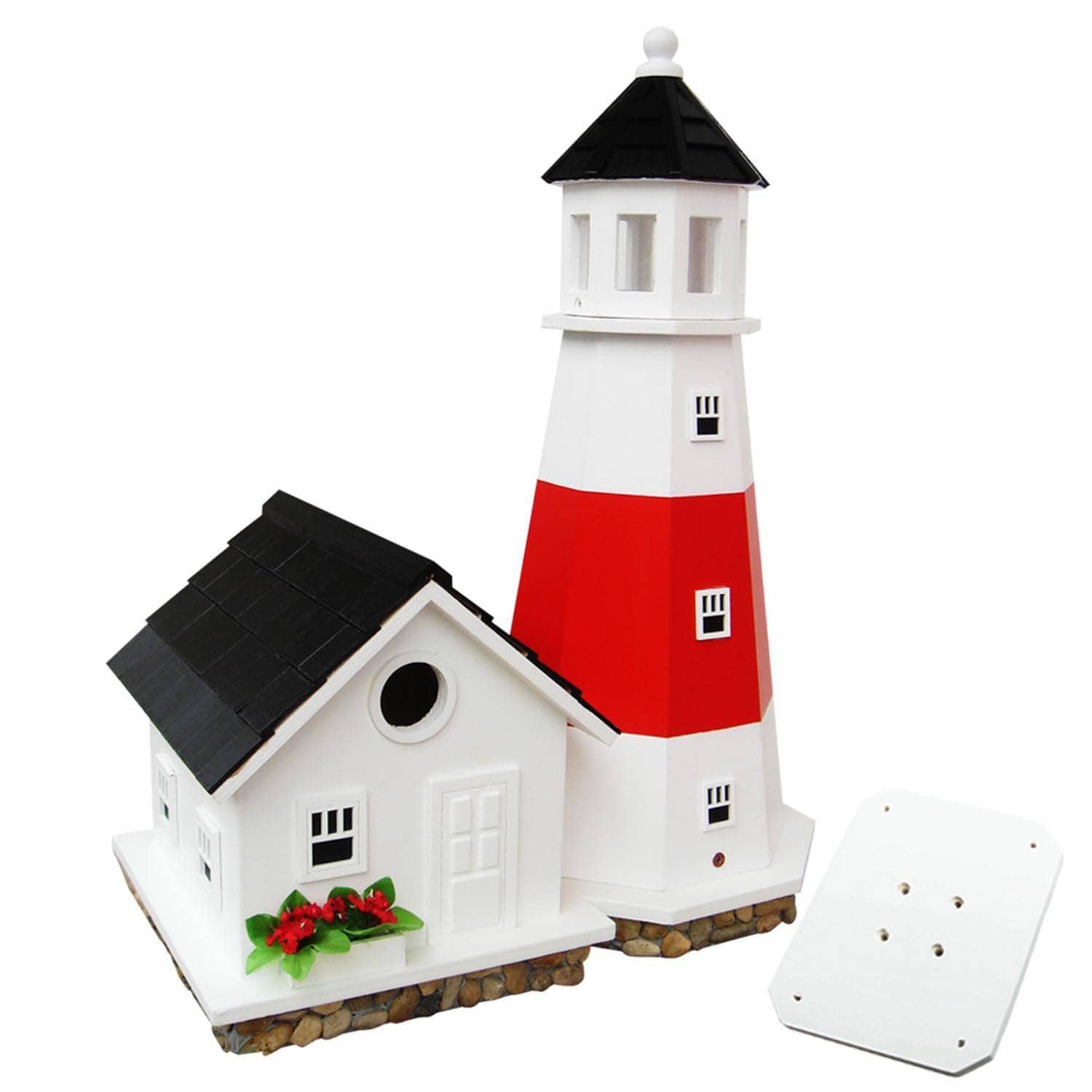 Montauk Point Lighthouse Bird House - Extra Large Handcrafted Wooden Birdhouse for Outdoor Garden Decor | Perfect for Backyard, Patio, and Nature Lovers