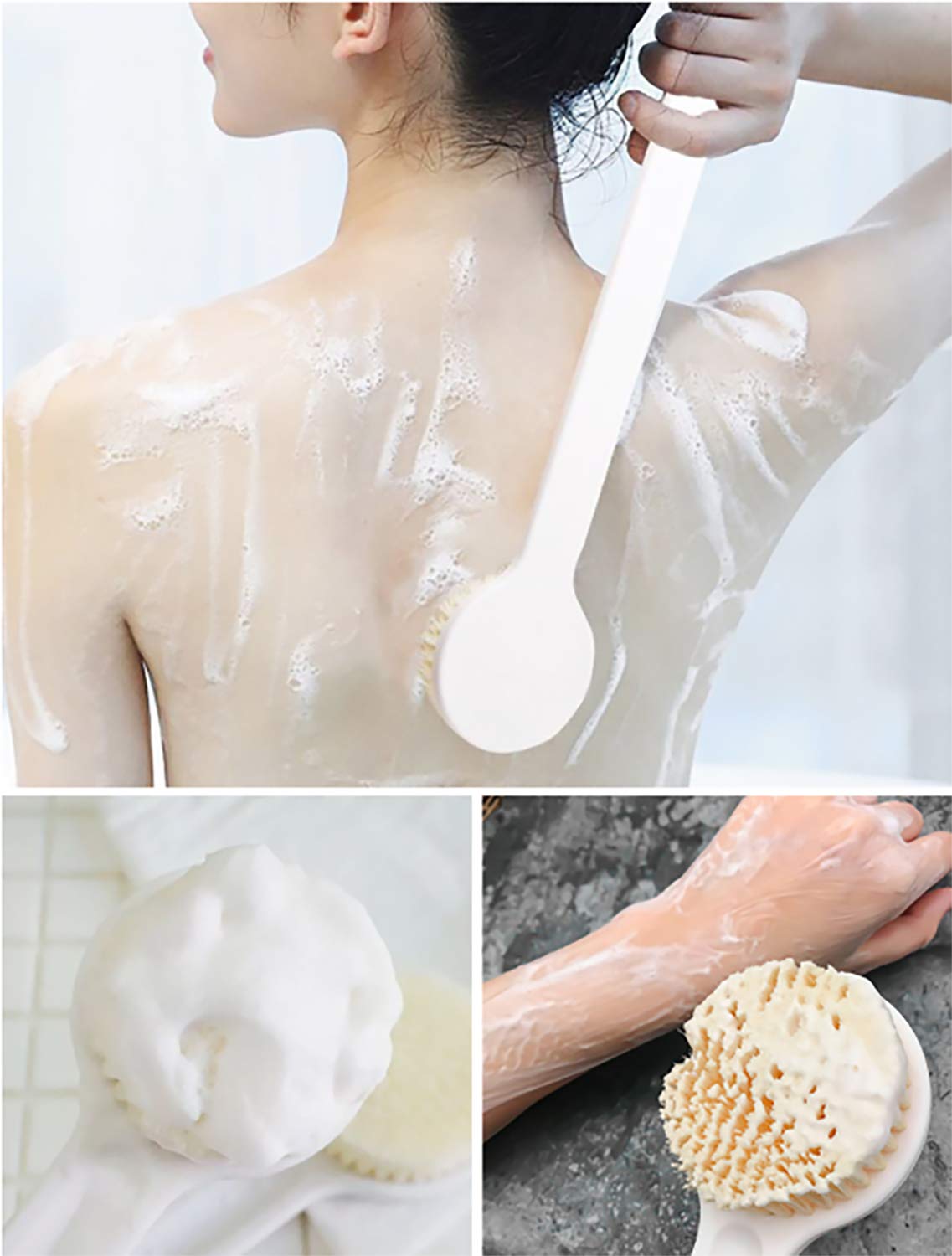 MosQuick® Soft Bristle Bath Brush with Long Handle - Exfoliating Back Scrubber for Men & Women | Shower Loofah Body Brush for Deep Cleansing & Skin Care | Perfect for Bath, Shower, and Spa Relaxation