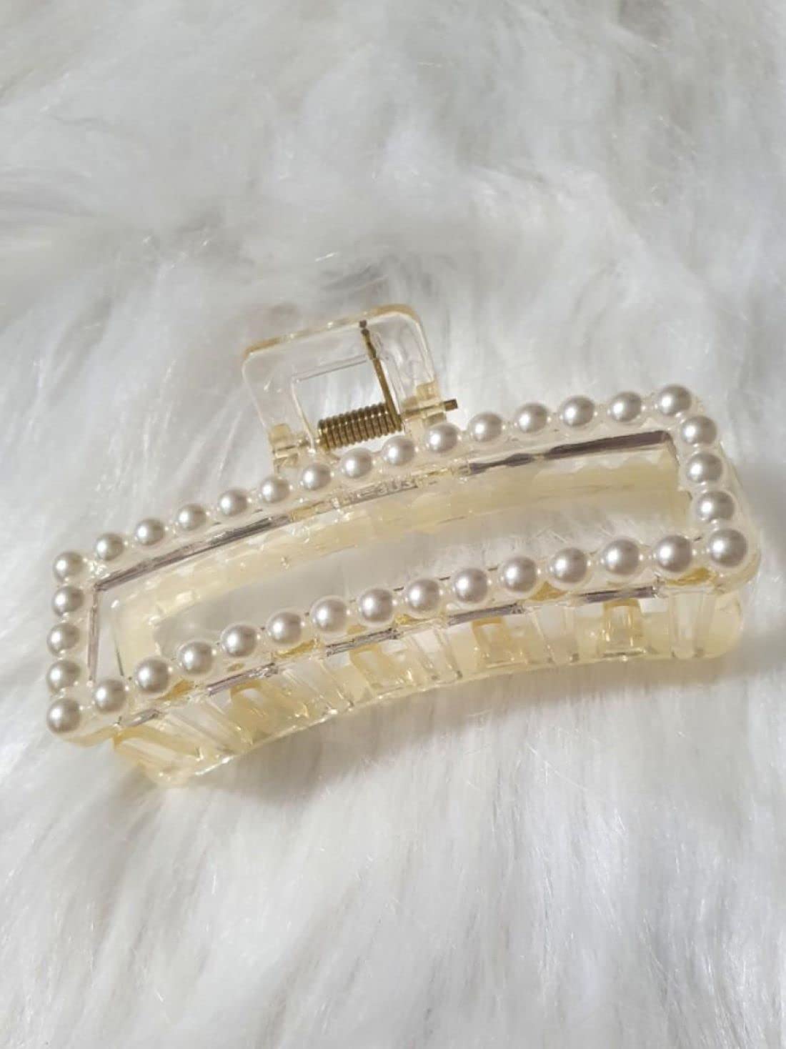 DENICRAAS Pearl Hair Claw Clips - Strong Hold Hair Barrettes for Women, Non-Slip Jaw Clips for Thick Hair - Perfect for Birthday Gifts, Business Events, Weddings & Everyday Styling